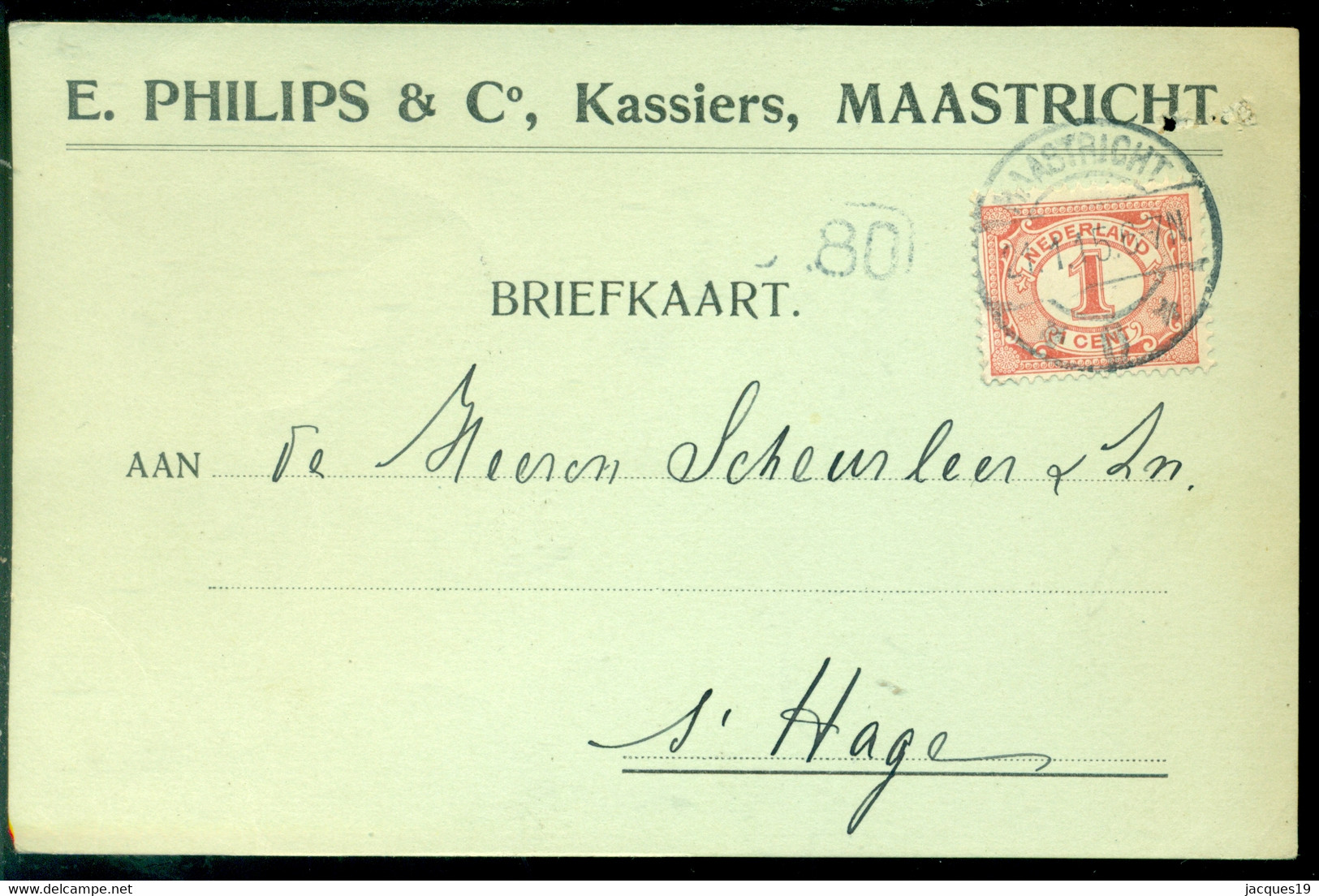 Nederland 1915? Briefkaart Van Maastricht Naar Scheurleer Den Haag NVPH 50 - Covers & Documents