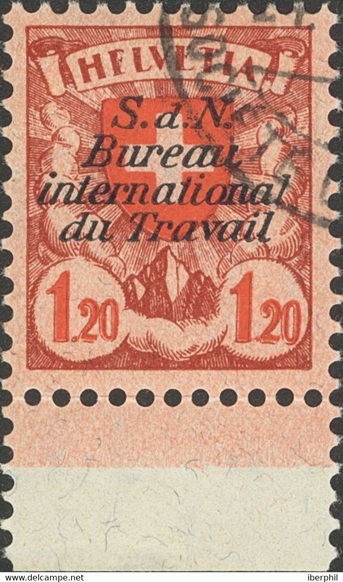 Suiza, Servicio. º73a. 1922. 1'20 F Rojo Vinoso Y Rojo, Borde De Hoja. Variedad HFLVETIA. MAGNIFICO Y RARISIMO. Edifil 2 - Other & Unclassified
