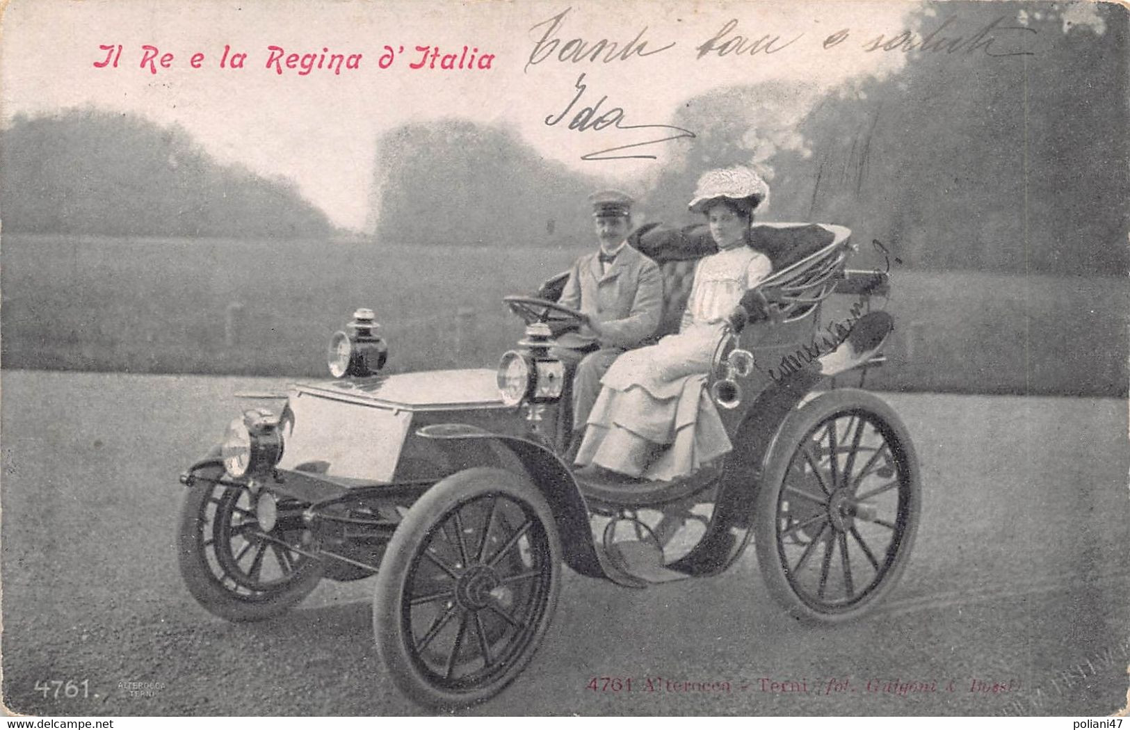 0437 "IL RE E LA REGINA D'ITALIA" AUTO INIZI '900 - CART SPED 1903 - Königshäuser