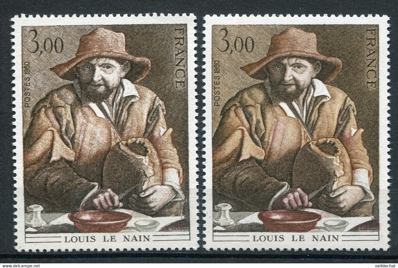 21030 FRANCE N°2108** 3F Le Nain : Sans Le Brun Clair + Normal (non Fourni)  1980  TB - Neufs