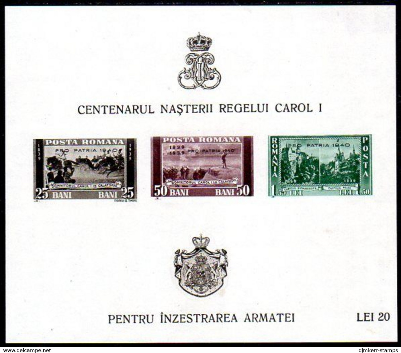 ROMANIA 1940 Patriotic Fund Imperforate Block MNH / **.  Michel Block 9 - Blocks & Kleinbögen