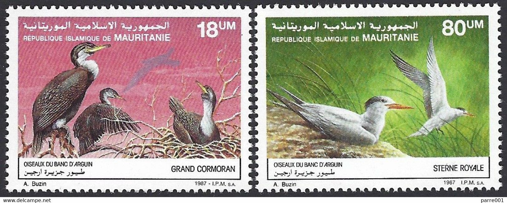 Mauritania Mauritanie 1987 Royal Tern Thalasseus Maximus Great Cormorant Phalacrocorax Carbo Bird Mi 923-924 MNH Buzin - Palmípedos Marinos