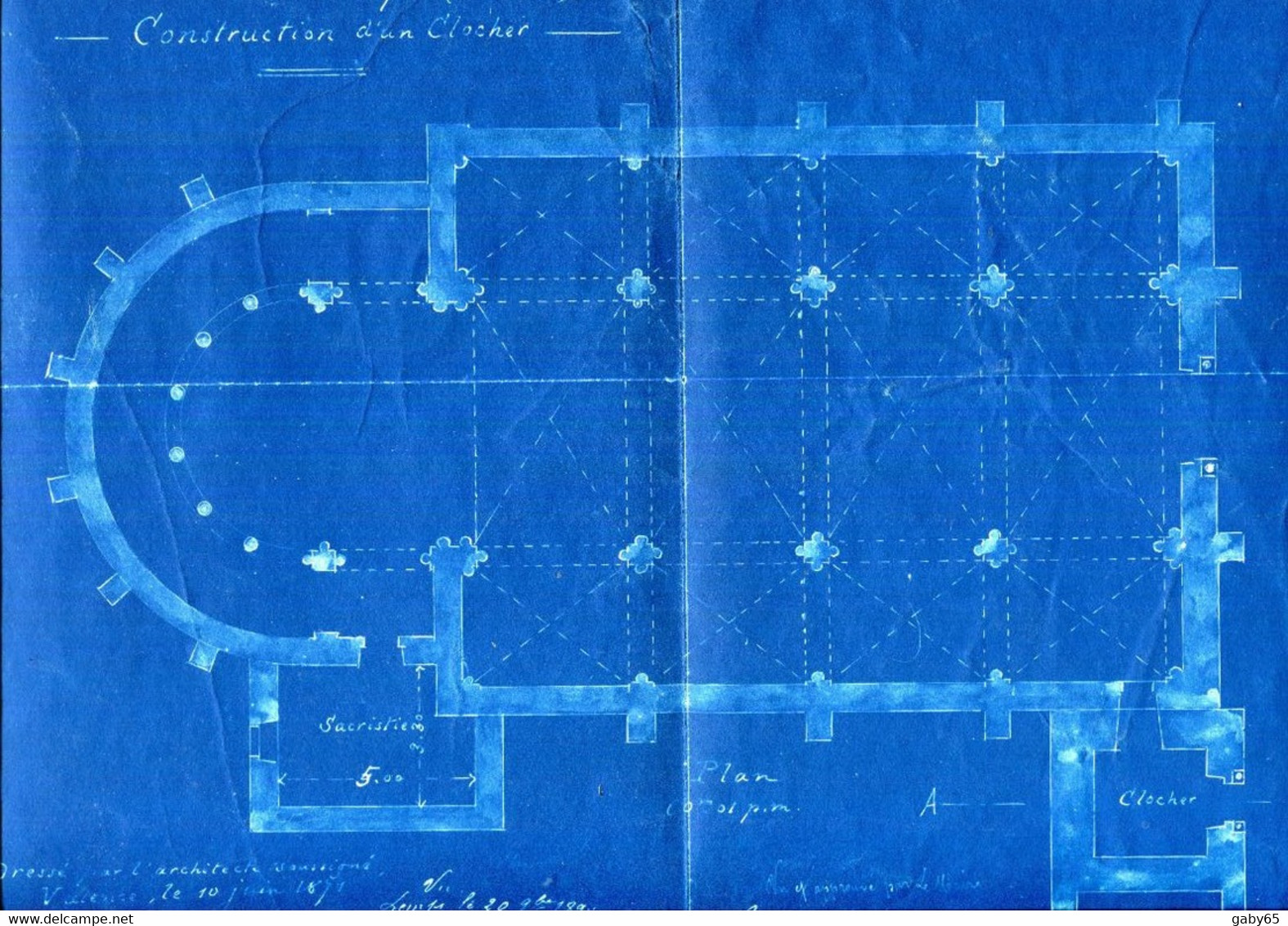 07.ARDECHE.COMMUNE DE LEMPS.2 PLANS POUR LA CONSTRUCTION D'UN CLOCHER1871-1892 - Architecture