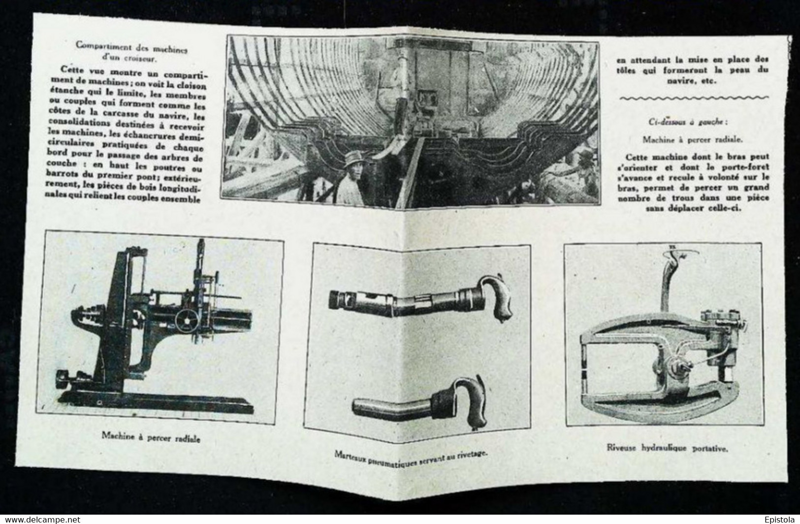 ► CHANTIER NAVAL ARSENAL (France) - MACHINE Riveteuse Et Riveuse - Coupure De Presse Originale Début XXe (Encadré Photo) - Maschinen