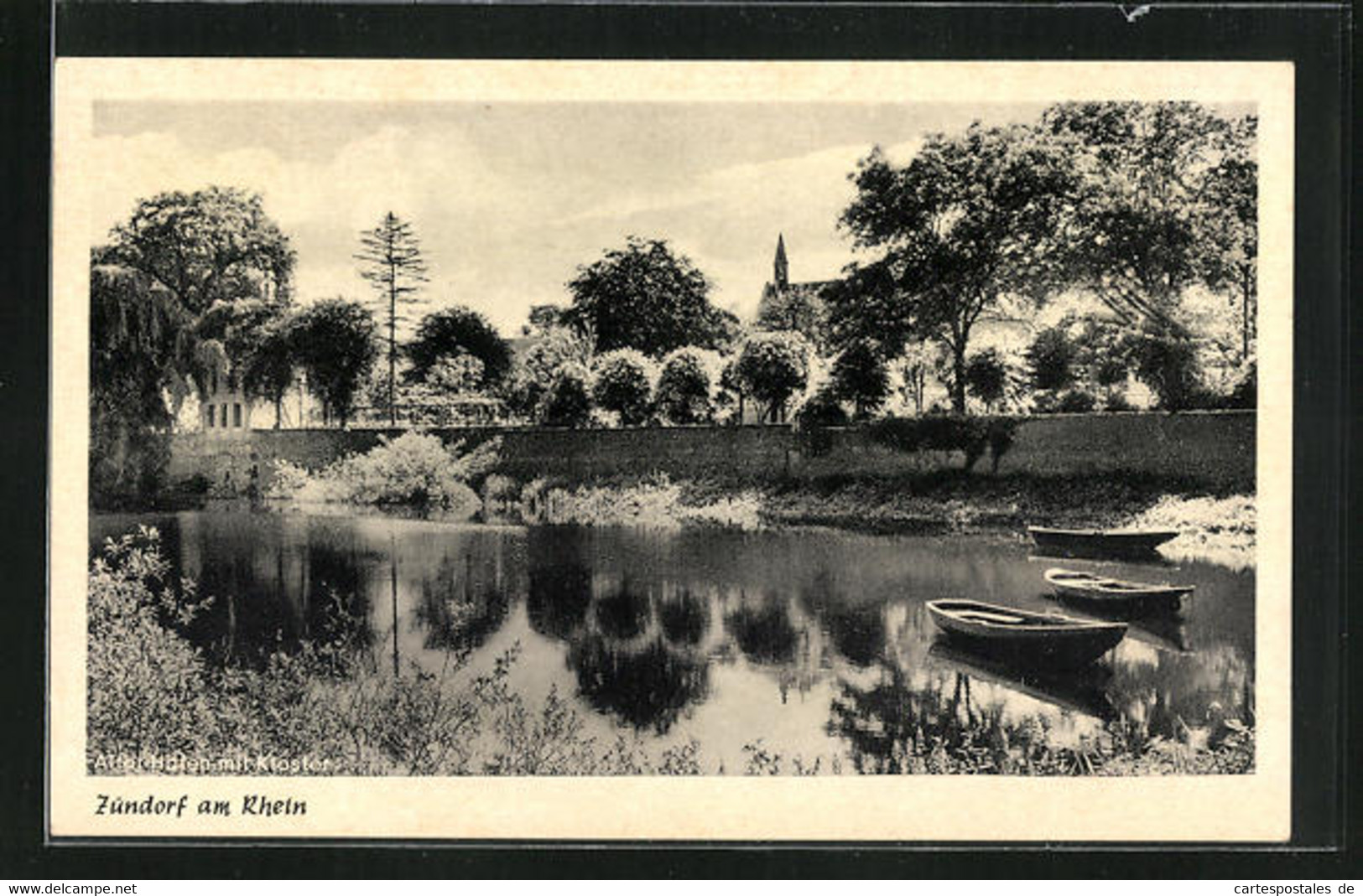 AK Zündorf Am Rhein, Blick Auf Den Alten Hafen Und Kloster - Koeln