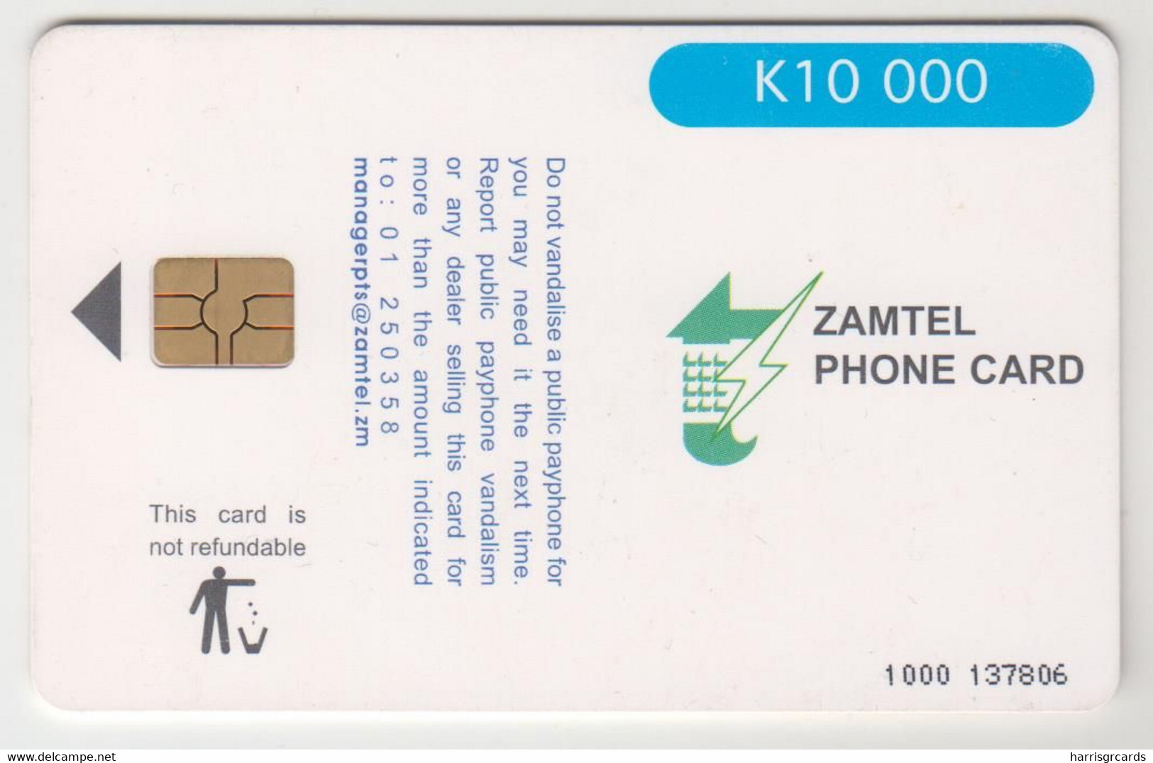 ZAMBIA - Blue Sunbird,  Zamtel Online ,10,000 ZK, Used - Sambia