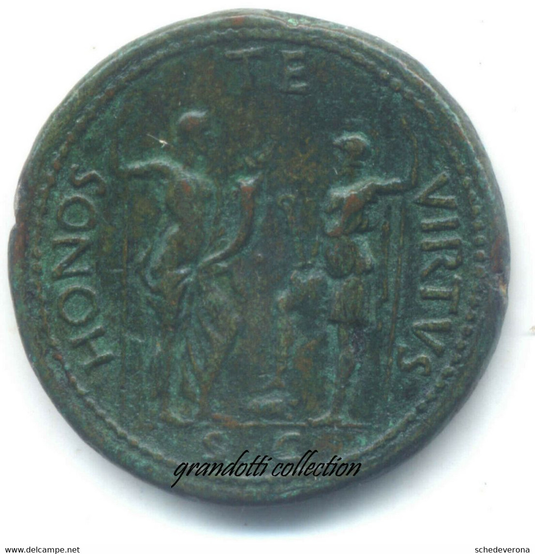 CAVINO GRANDE BRONZO VITELLIO HONOS ET VIRTVS SESTERZIO MEDAGLIA PADOVANINO - Royaux/De Noblesse