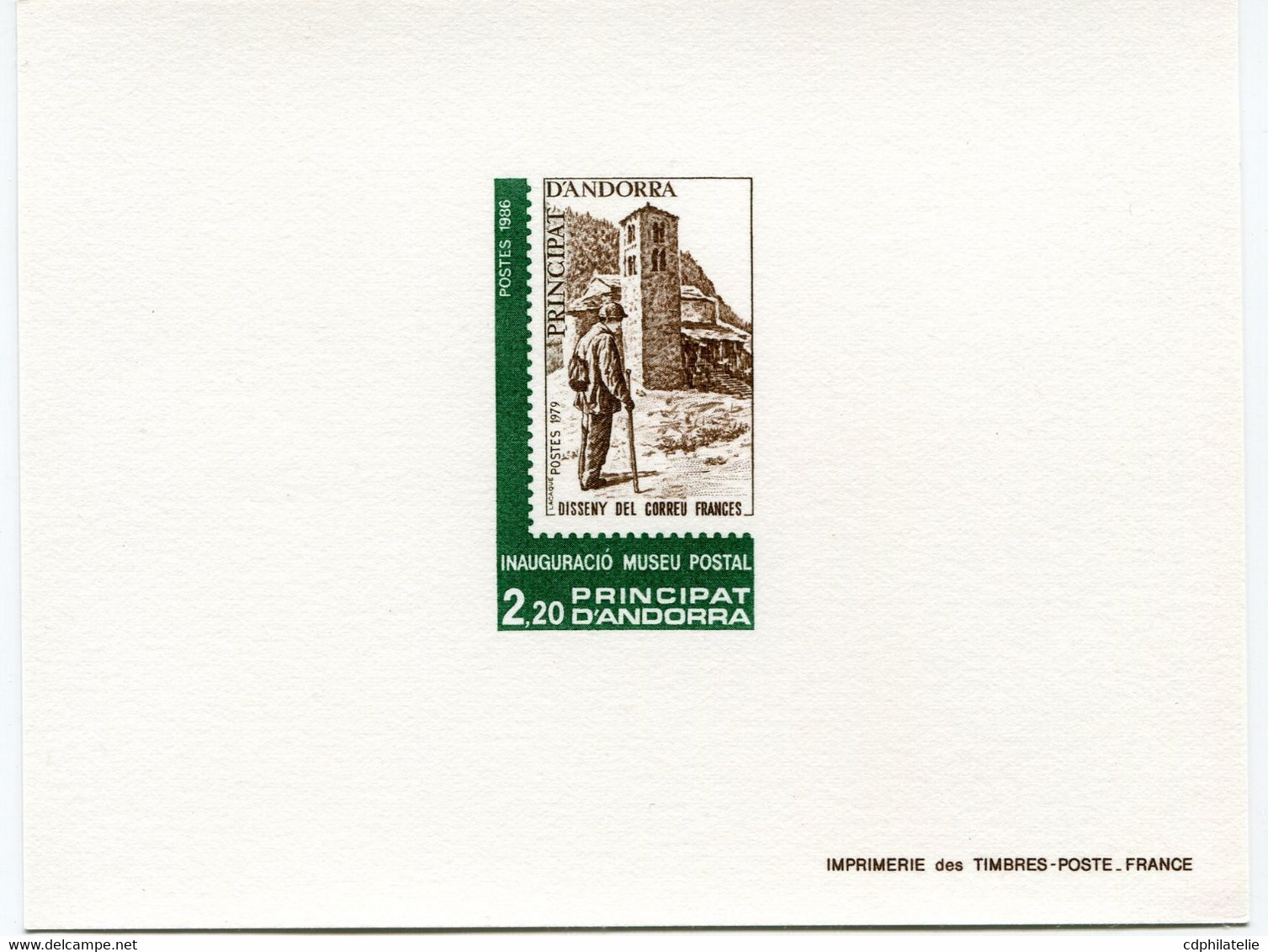 ANDORRE FRANCAIS EPREUVE DE LUXE DU N°347 INAUGURATION DU MUSEE POSTAL - Storia Postale