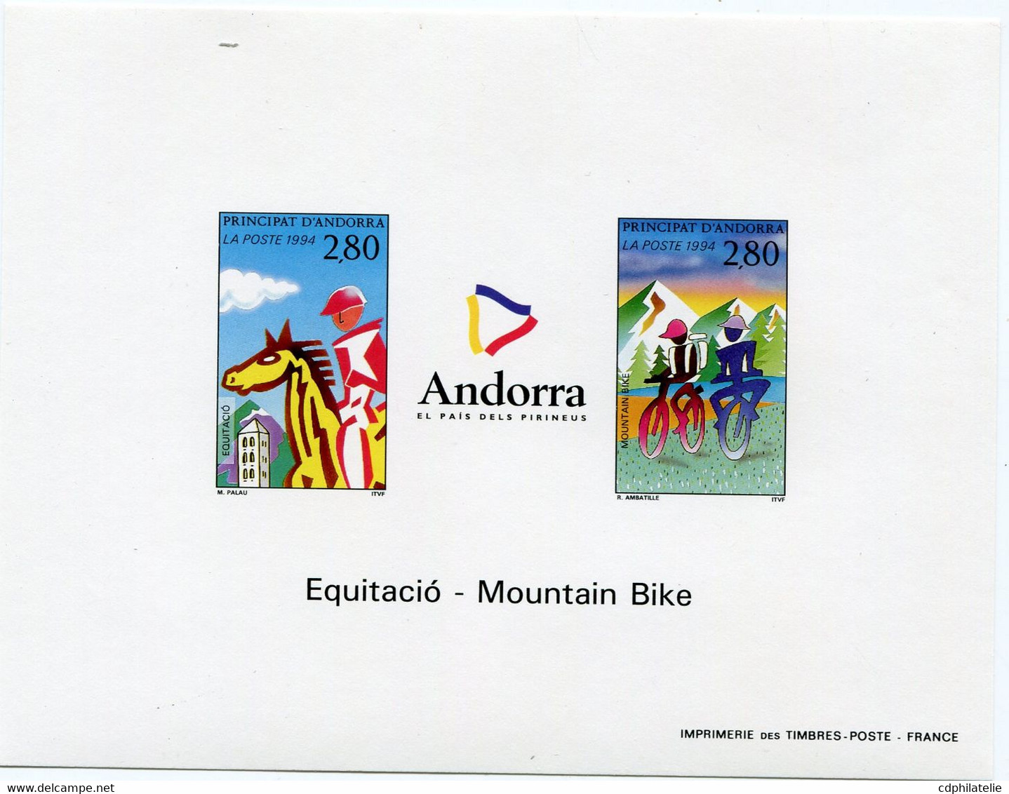 ANDORRE FRANCAIS BLOC-FEUILLET GOMME ND DES N°447 / 448 ** TOURISME ET SPORTS EN ANDORRE - Covers & Documents