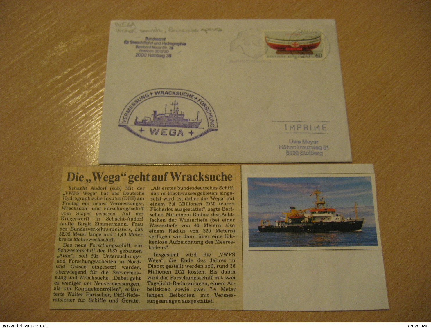 WEGA Wreck Wrecks Search Recherche Epaves HAMBURG 1990 Phantom Opera Cancel Diving Plongee GERMANY + Image - Plongée