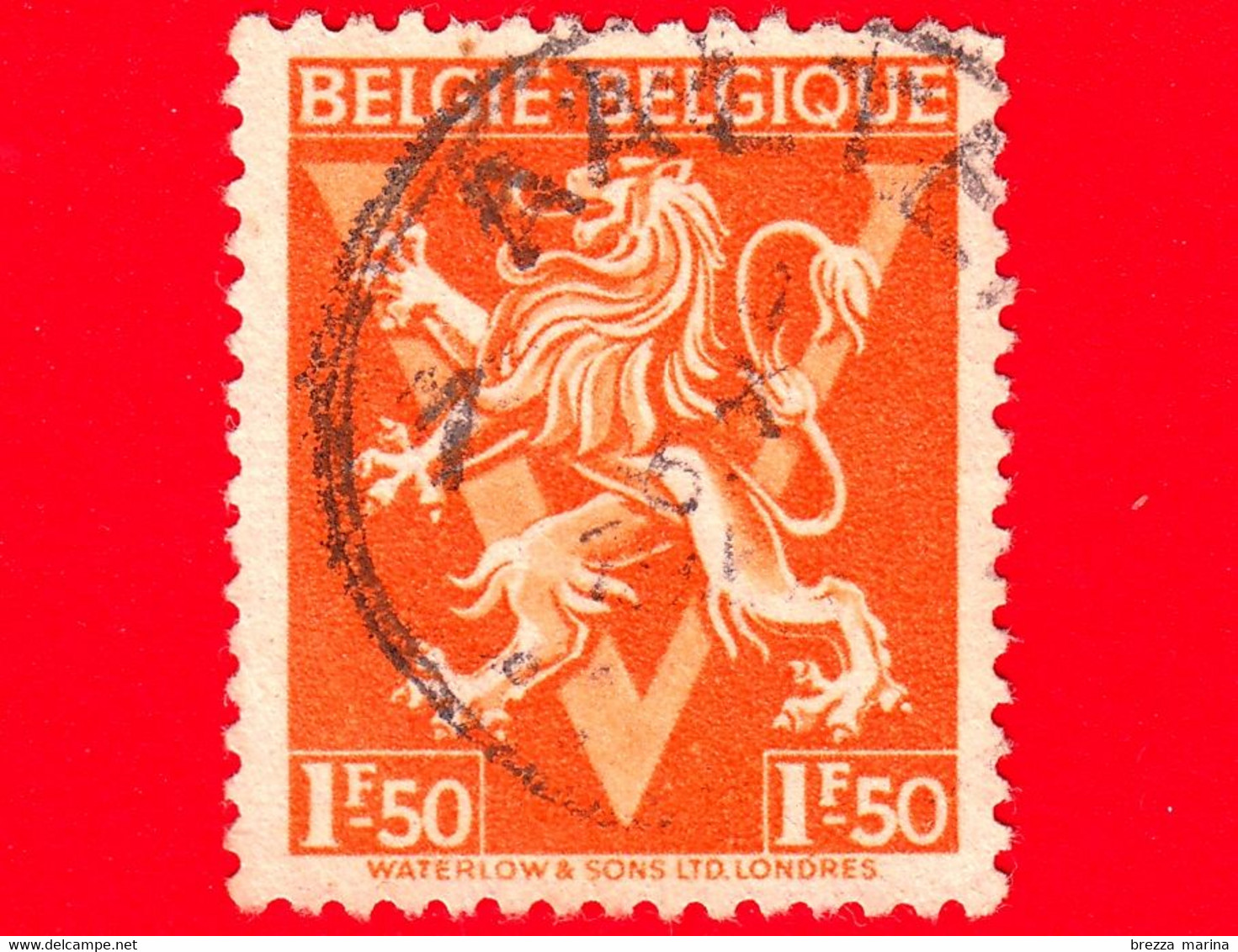 BELGIO - Usato - 1944 - Araldica - Leone Araldico Con 'V' - 1.50 - Oblitérés