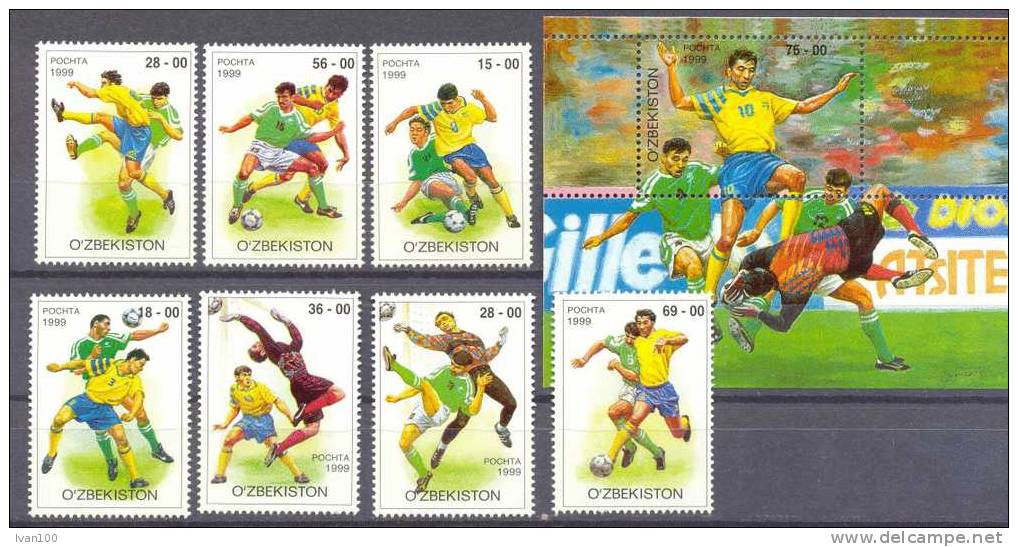 1999. Uzbekistan, World Soccer Cup, 7v + S/s, Mint/** - Usbekistan