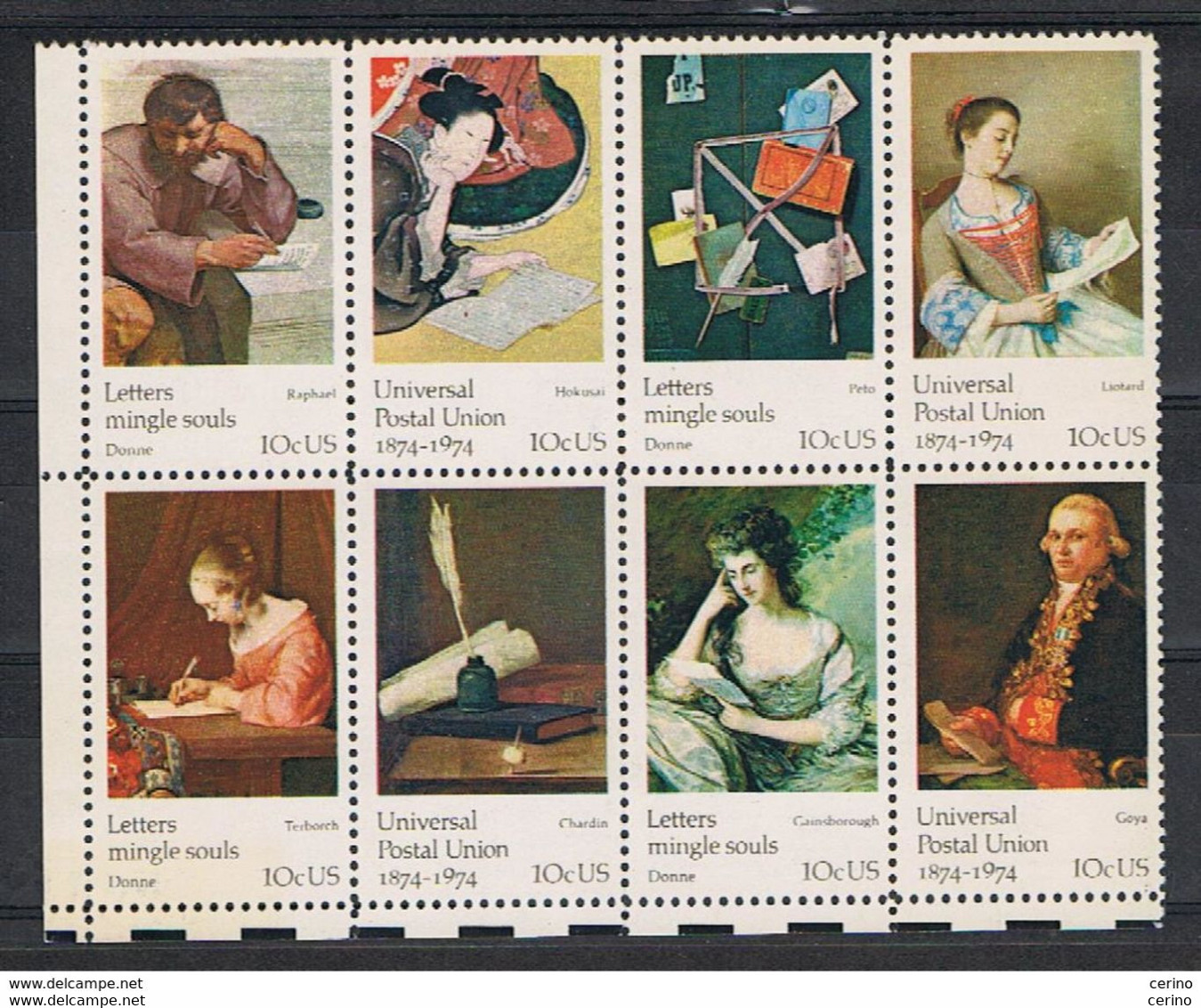 U.S.A.:  1974  U.P.U. -  BLOCK  8  UNUSED  STAMPS  -  YV/TELL. 1017/24 - 1941-80