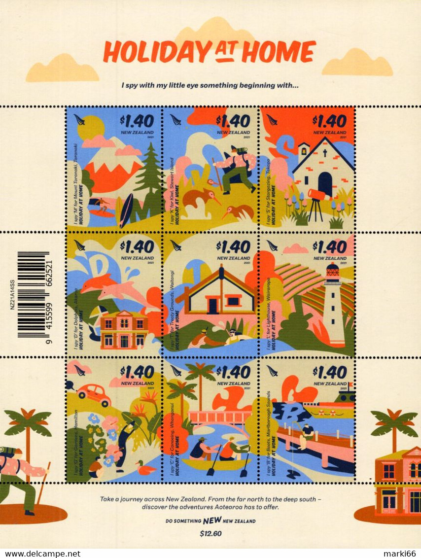 New Zealand - 2021 - Holiday At Home - Mint Stamp Sheetlet - Ongebruikt