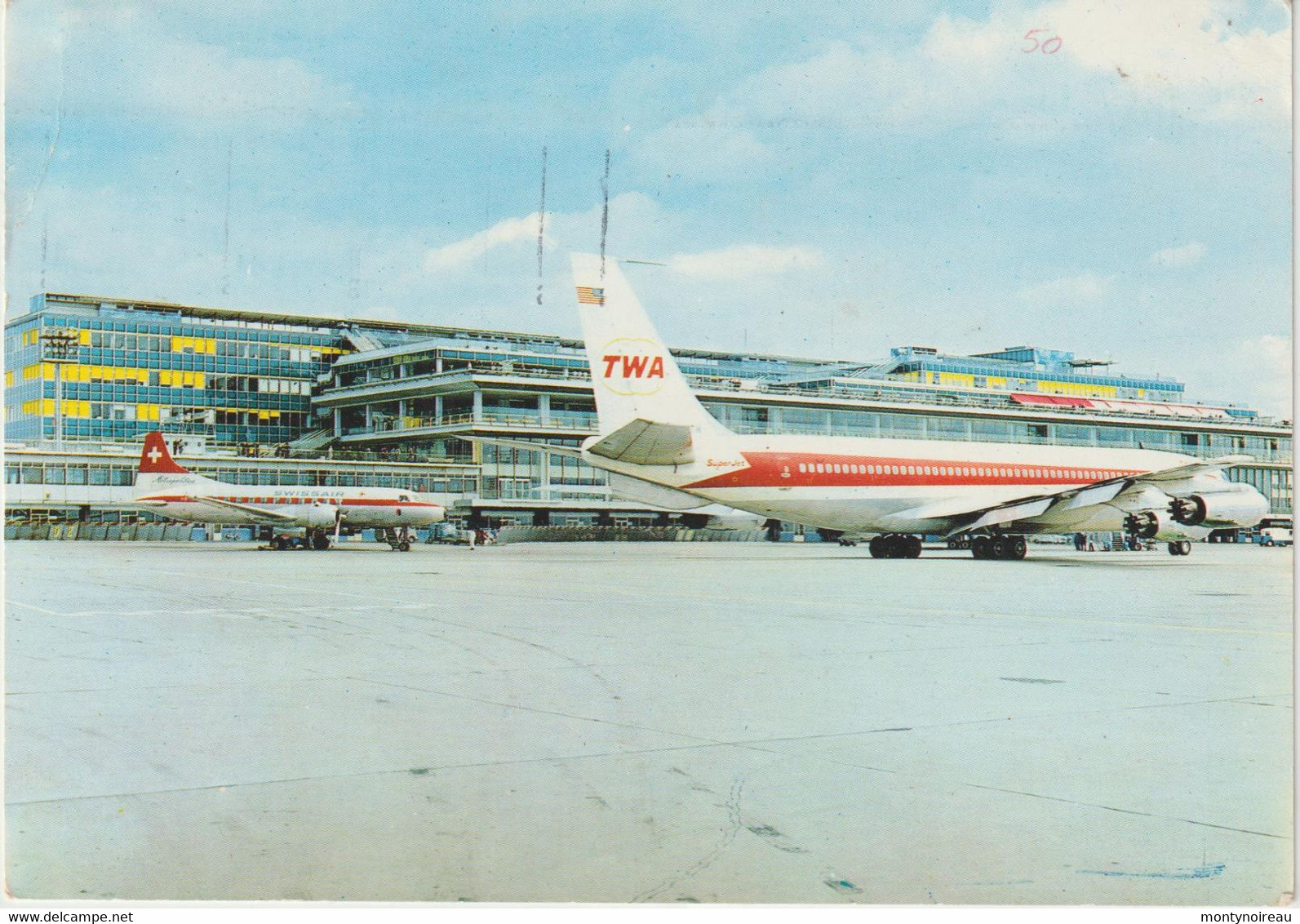 Bru 14 ( 2 ) : Paris :  Aéroport D ' Orly ,l '  Aérogare 1964 , Avion TWA  ( états Unis) - Aéroports De Paris