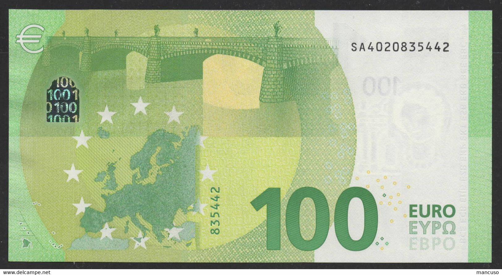 100 EURO ITALIA SA S004  "02" - DRAGHI  UNC - 100 Euro