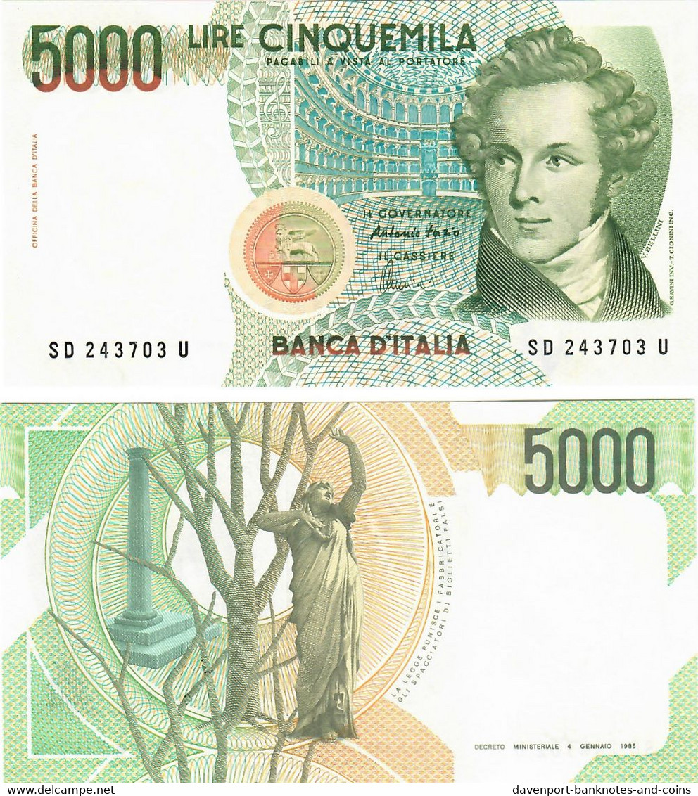 Italy 5000 Lire 1985 UNC - 5000 Lire