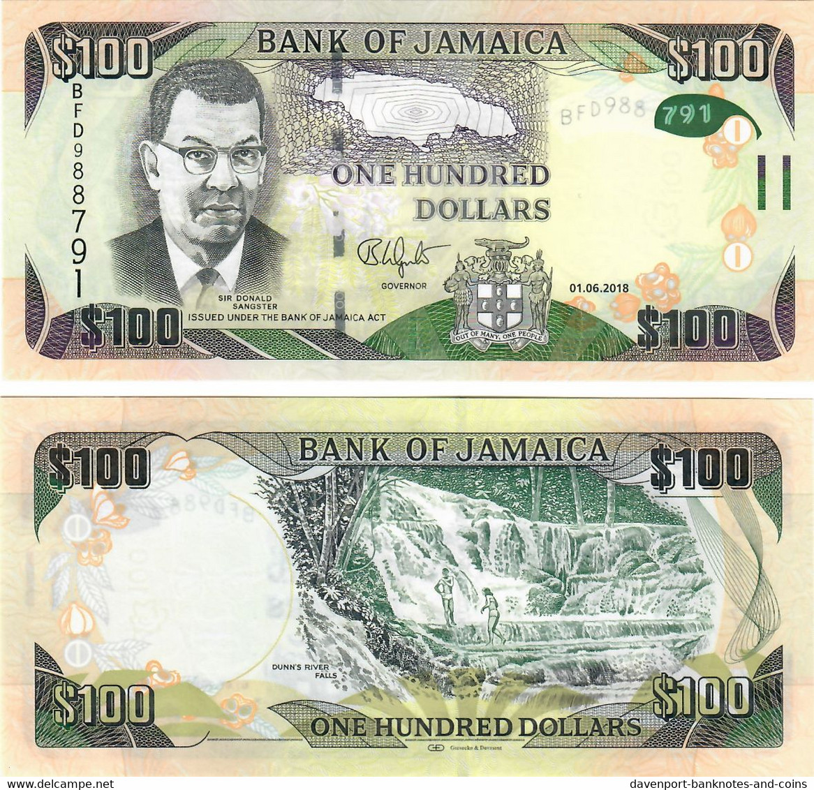 Jamaica 100 Dollars 2018 UNC - Jamaica