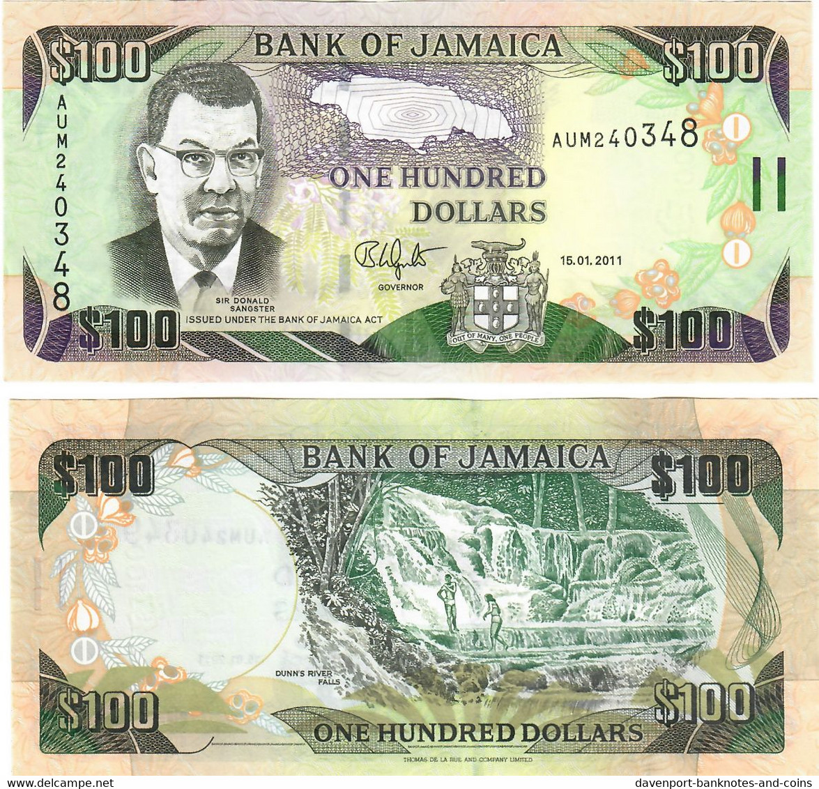 Jamaica 100 Dollars 2011 UNC - Jamaica