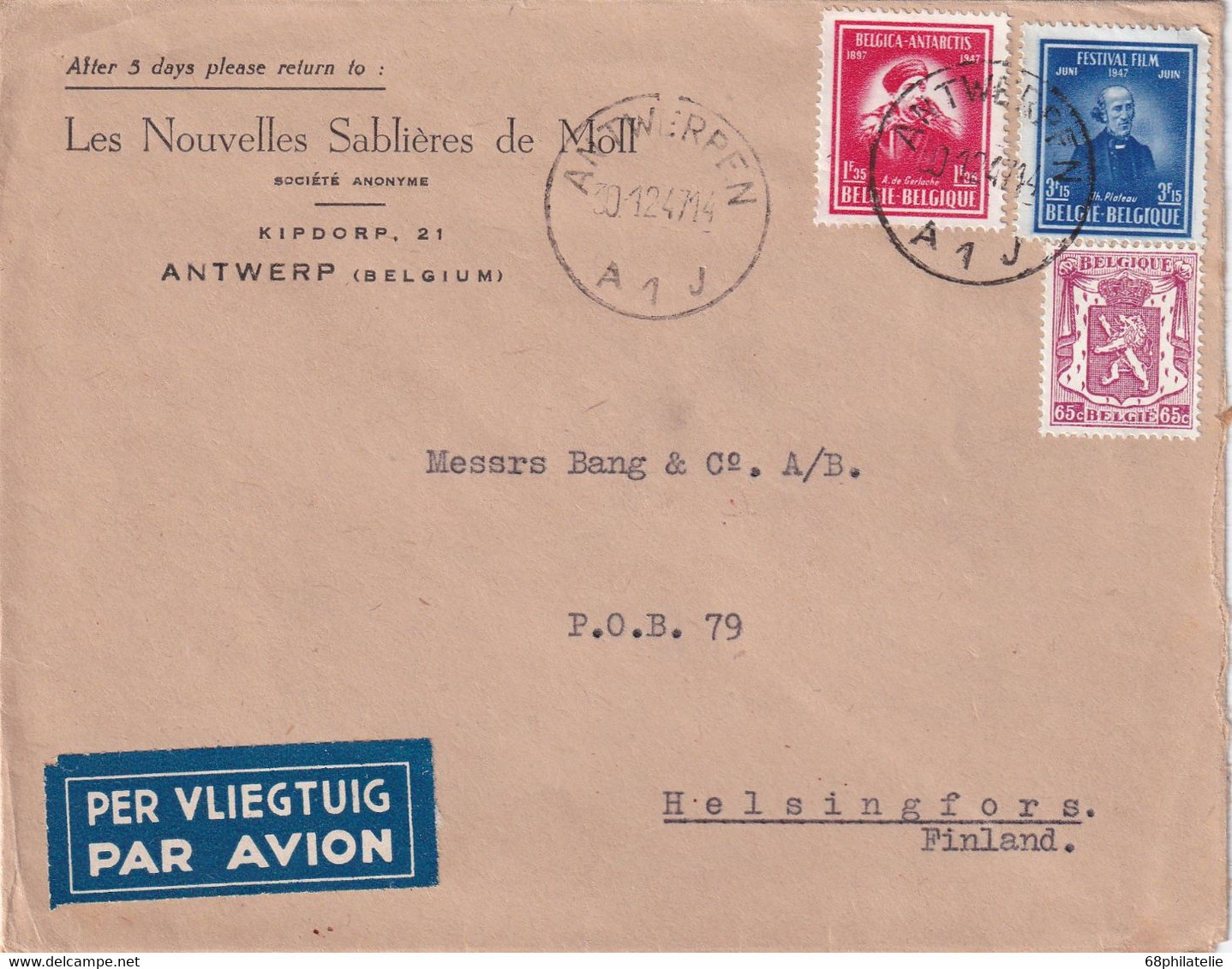 BELGIQUE 1947 LETTRE DE ANTWERPEN - Cartas & Documentos