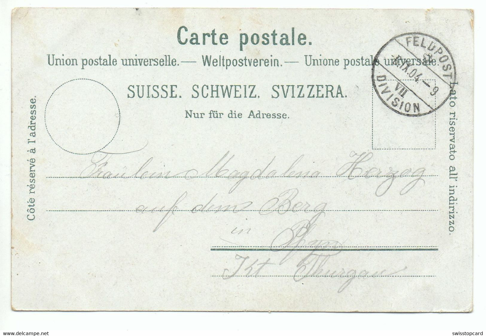 LITHO Gruss Aus AMRISWIL Restaurant Post Gel. 1904 Feldpost - Amriswil