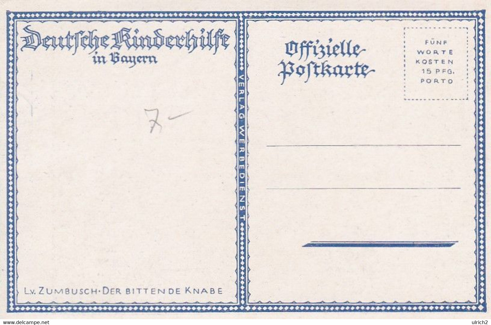 AK L.v. Zumbusch - Der Bittende Knabe - Deutsche Kinderhilfe In Bayern - Ca. 1915  (54653) - Zumbusch, Ludwig V.