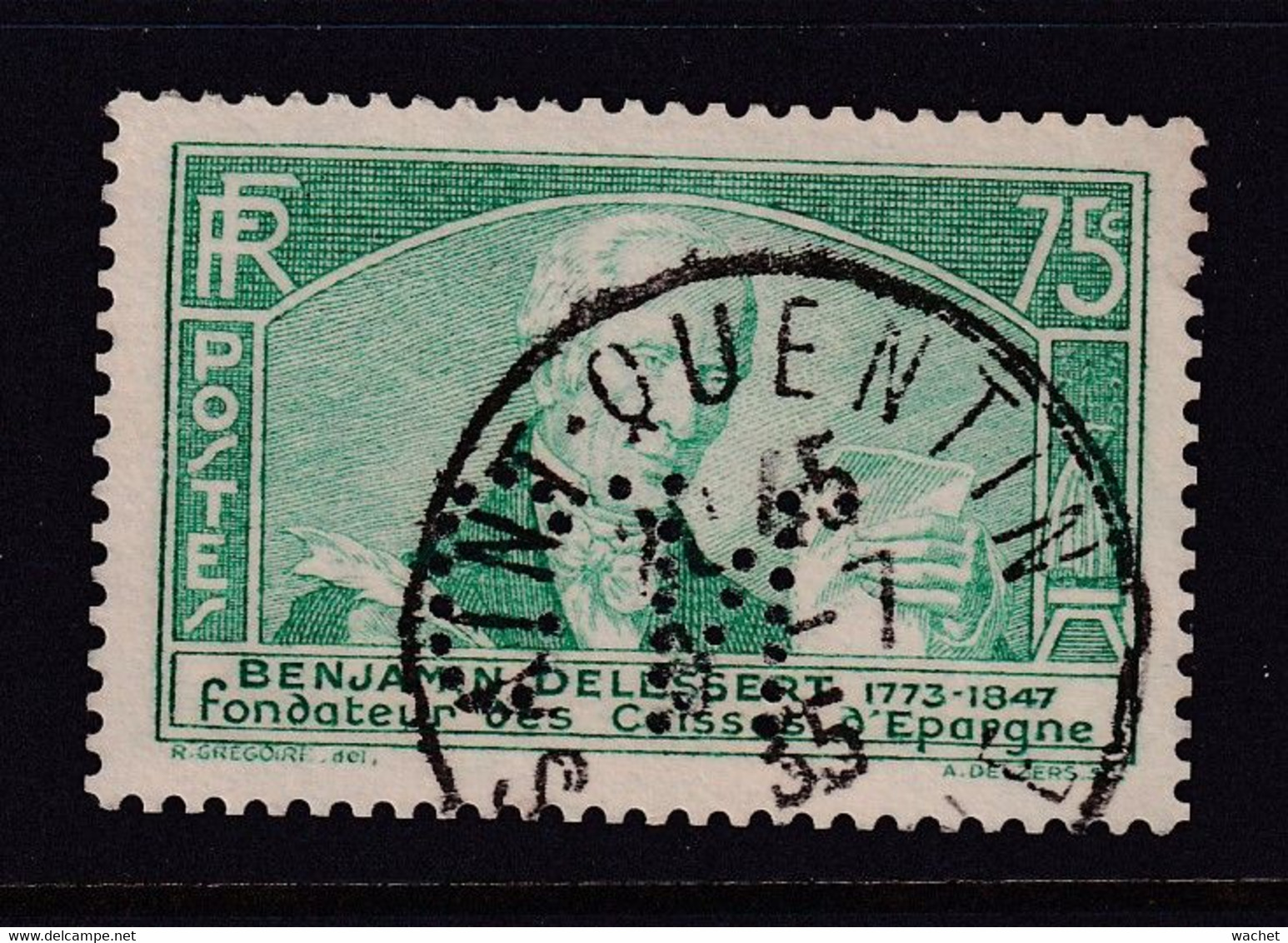 Perfin/perforé/lochung France 1935 No 303 C.N.  Comptoir National D'Escompte (304) - Altri & Non Classificati