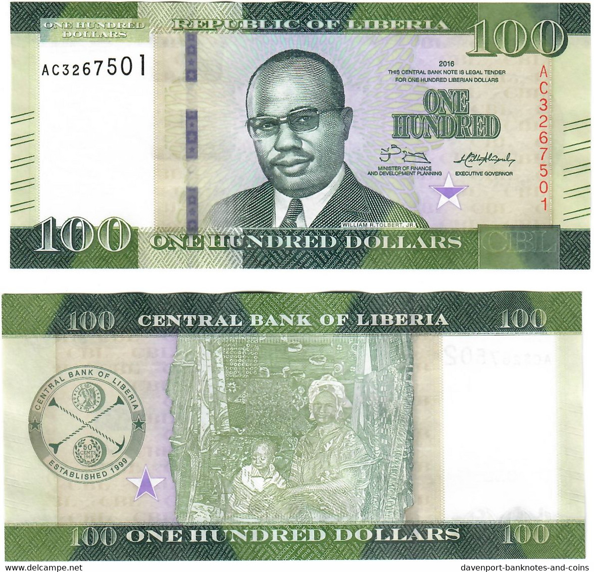 Liberia 100 Dollars 2016 UNC - Liberia