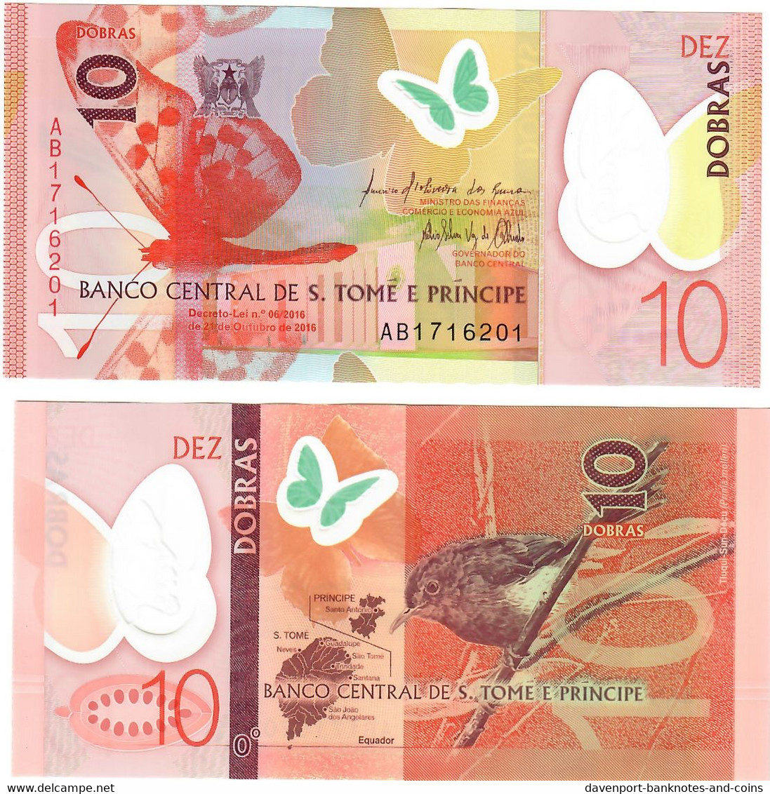 St Thomas & Prince Sao Tome Et Principe 10 Dobras 2016 UNC - San Tomé Y Príncipe