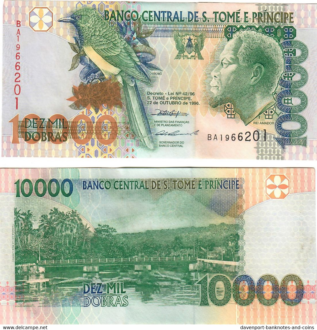 St Thomas & Prince Sao Tome Et Principe 10000 Dobras 1996 UNC - São Tomé U. Príncipe