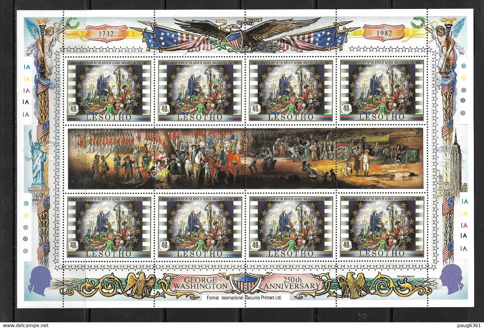 LESOTHO 1982 FEUILLETS 250eme ANNIVERSAIRE DE GEORGES WASHINGTON YVERT N°492/97 NEUF MNH** - George Washington