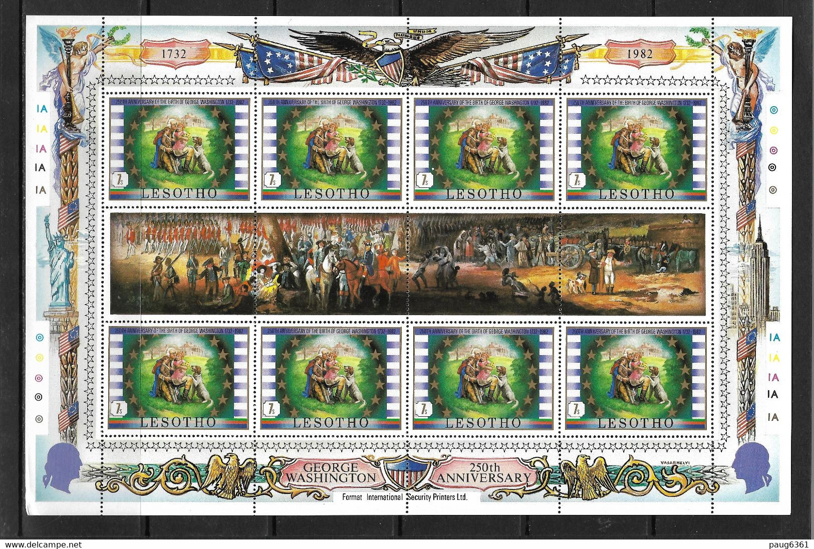 LESOTHO 1982 FEUILLETS 250eme ANNIVERSAIRE DE GEORGES WASHINGTON YVERT N°492/97 NEUF MNH** - George Washington