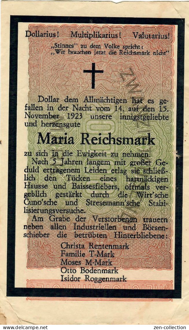 WW2 Germany Maria Reichsmark Propaganda FORGERY Overprint On Genuine 20,000 Mark 1923 Banknote VF- - Altri & Non Classificati