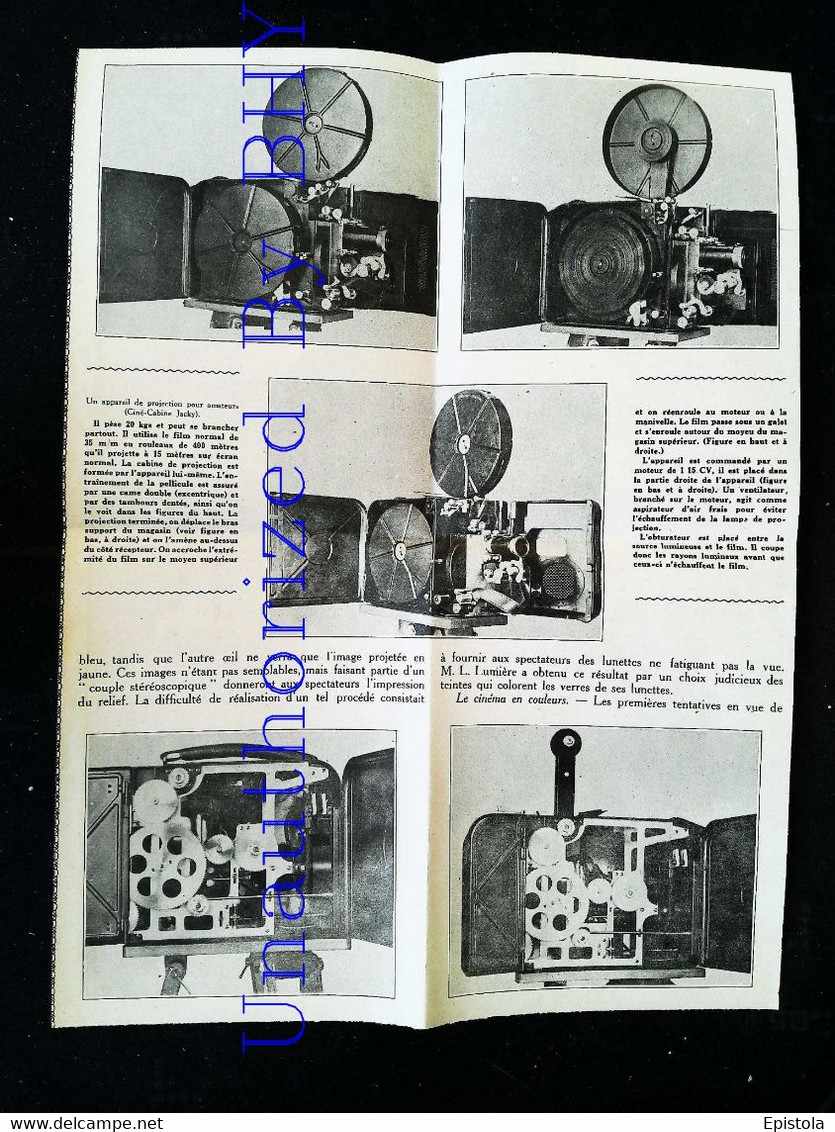 ► PROJECTEUR Cinematographique  Amateur CINE CABINE JACKY - Coupure De Presse Originale Début XX (Encadré Photo) - Projectores