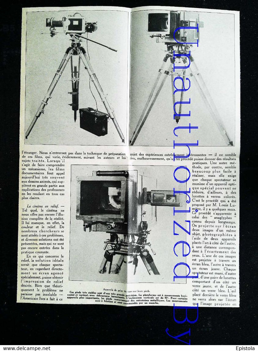 ► PROJECTEUR JACKY-STELLOR  & CAMERA Prise De Vue (Verso) - Coupure De Presse Originale Début XX (Encadré Photo) - Projectors