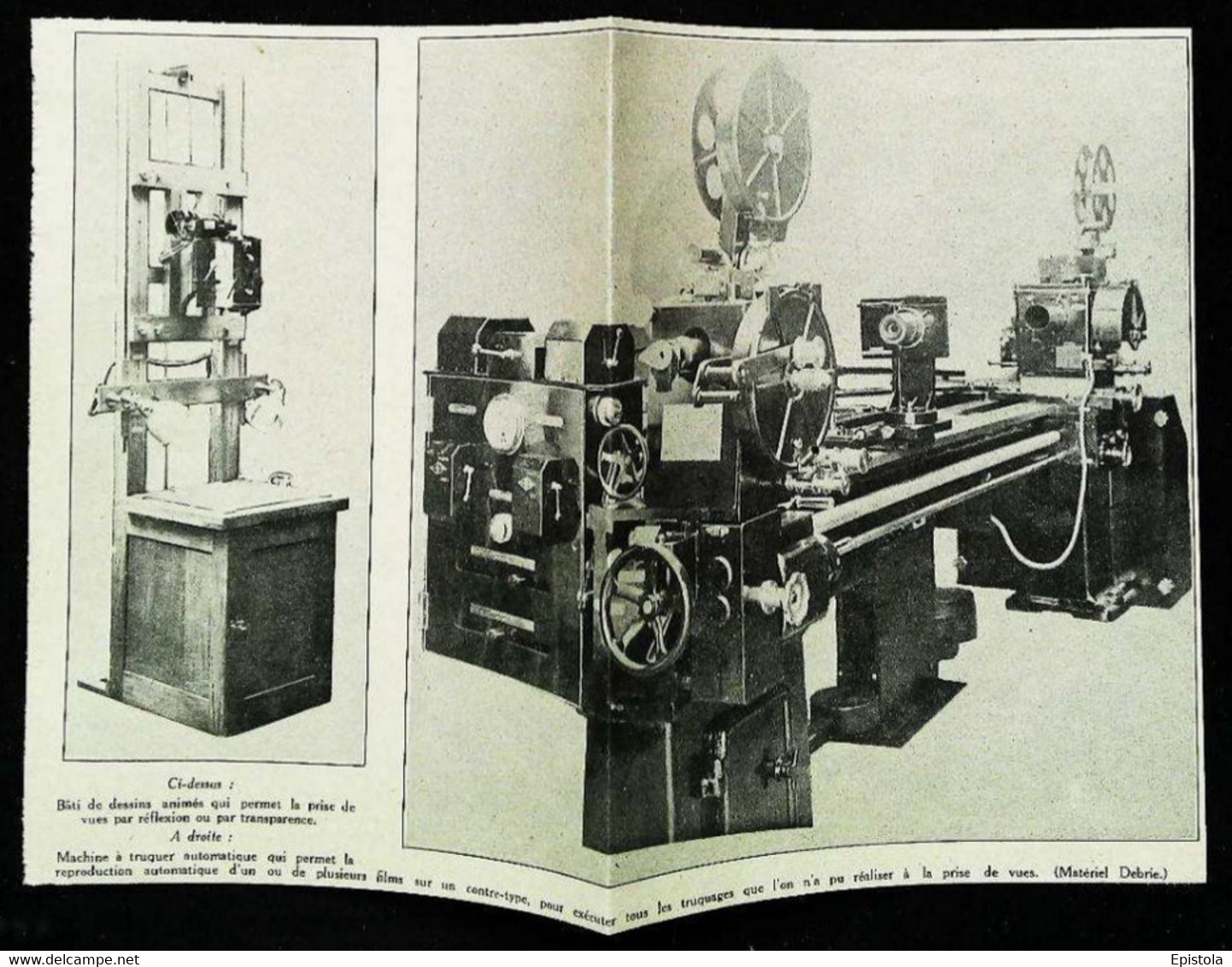 ► MACHINE Cinématographique à Truquer (Ets André Debrie)  - Coupure De Presse Originale Début XX (Encadré Photo) - Maschinen