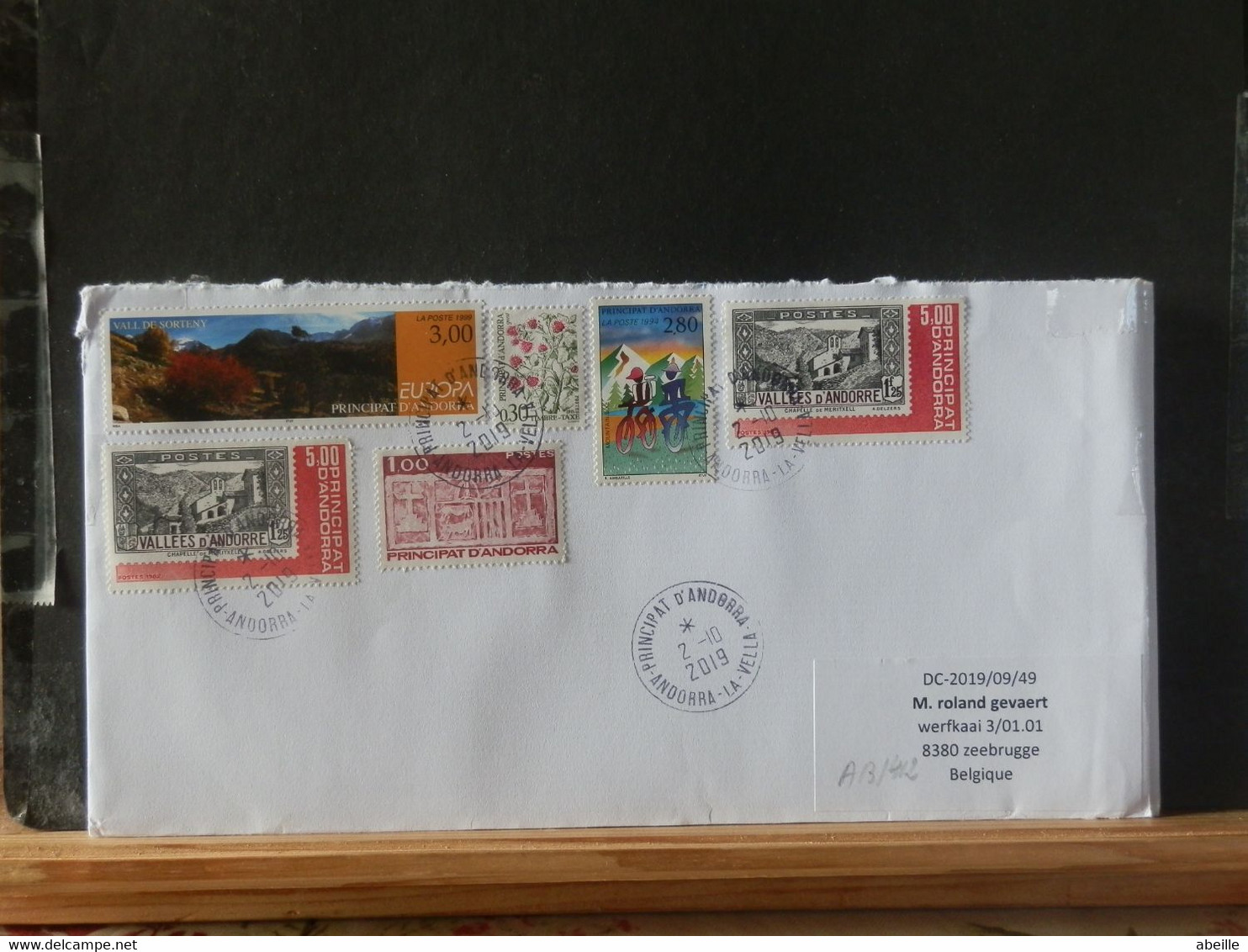 A13/412    LETTRE RECOMM.   ANDORRE  POUR LA BELG.  2019 - Lettres & Documents