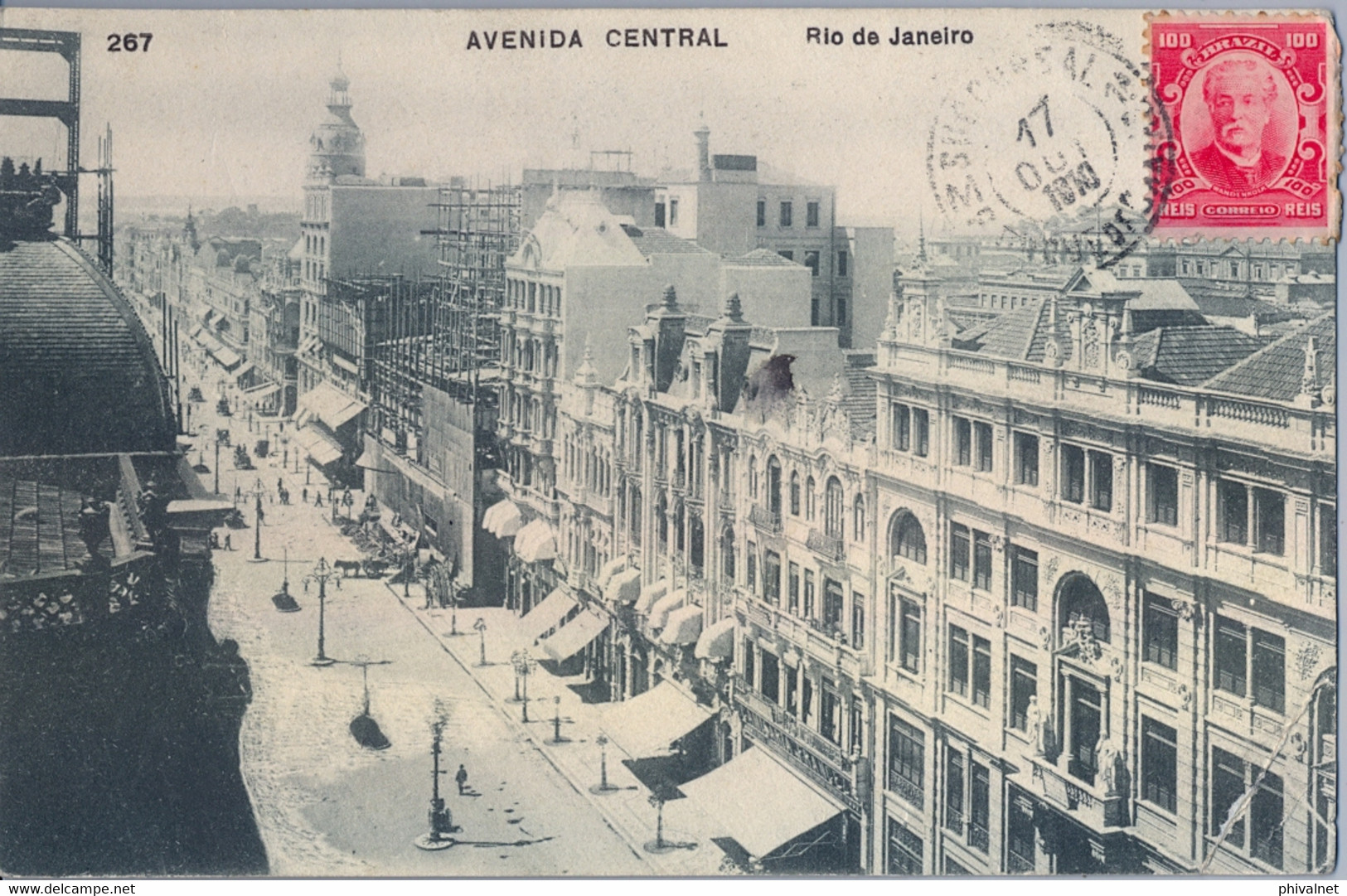 1910 T.P.  CIRCULADA , BRASIL - RIO DE JANEIRO , AVENIDA CENTRAL - Rio De Janeiro