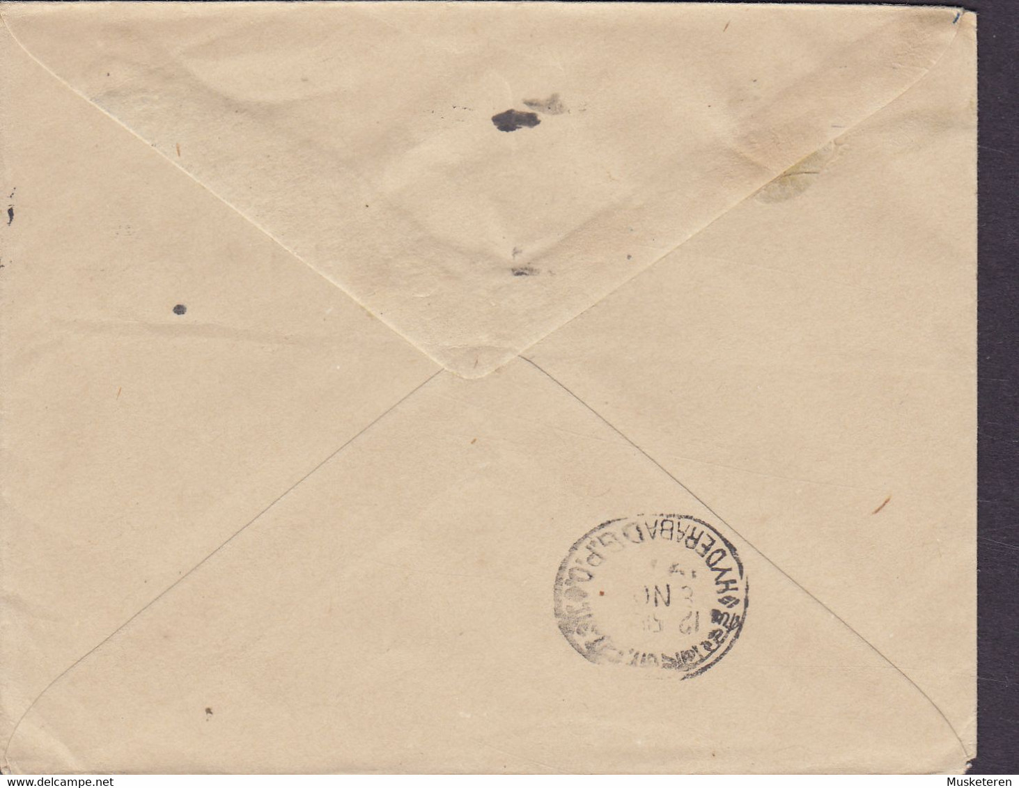 Travancore-Cochin Postal Stationery Ganzsache Entier Record Office MADRAS To HYDERABAD (2 Scans) - Travancore-Cochin