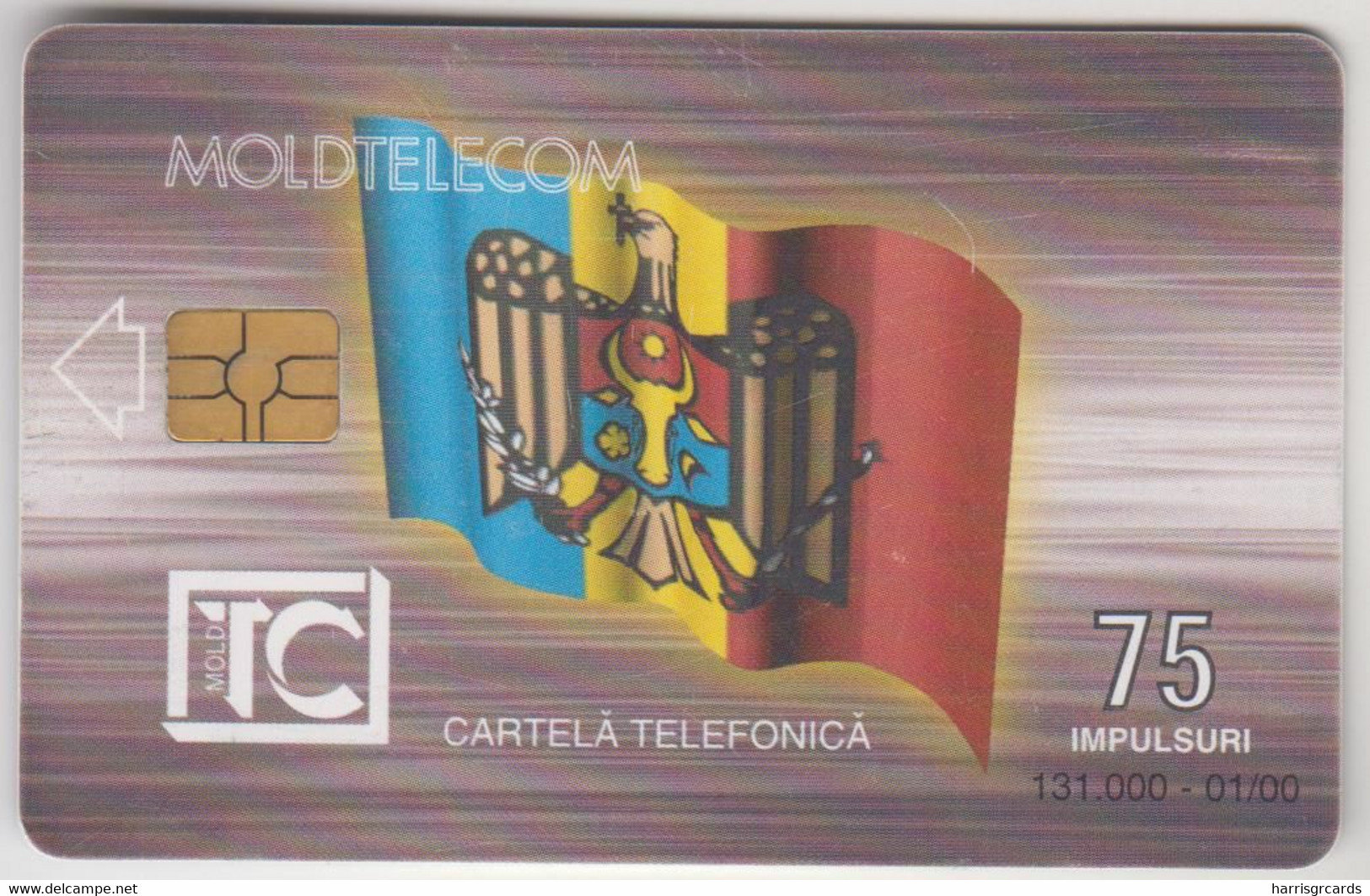 MOLDOVA - Flag / Ministry Of PTT, Chip:GEM5 (Black), Moldtelecom 75 Units, 01/00, Tirage 131.000, Used - Moldova