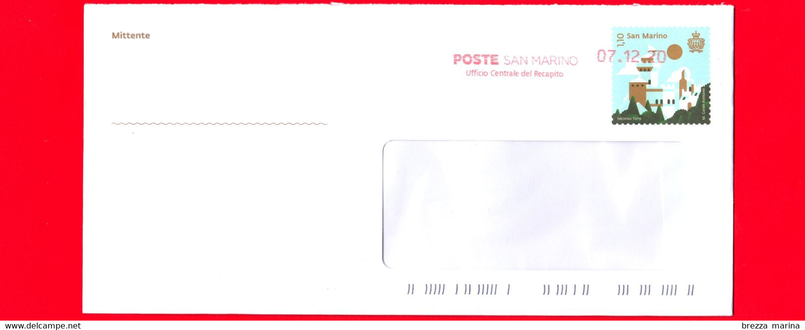 SAN MARINO - Usato - 2020 - Intero Postale - Torri Di San Marino - Busta Postale - Seconda Torre - 1.10 - Covers & Documents