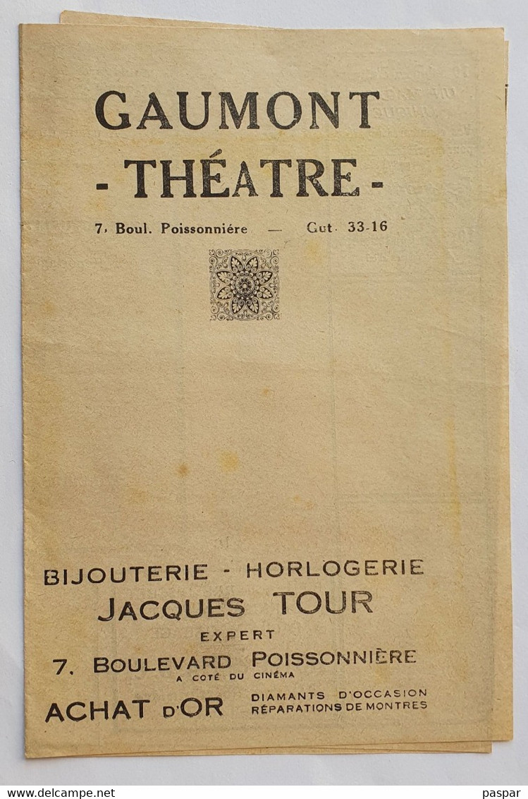 Programme Cinéma Gaumont Théatre Paris 1939 - Robin Des Bois Errol Flynn, Olivia De Havilland - Programma's