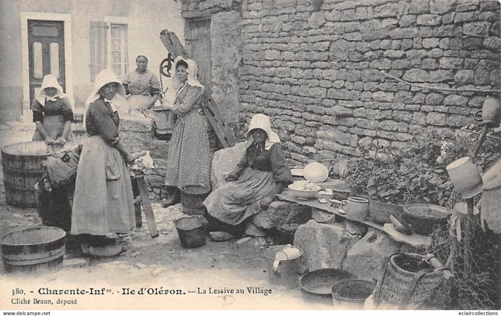 Ile D'Oléron        17          La Lessive Au Village    Cliché Braun  N° 380   (voir Scan) - Ile D'Oléron