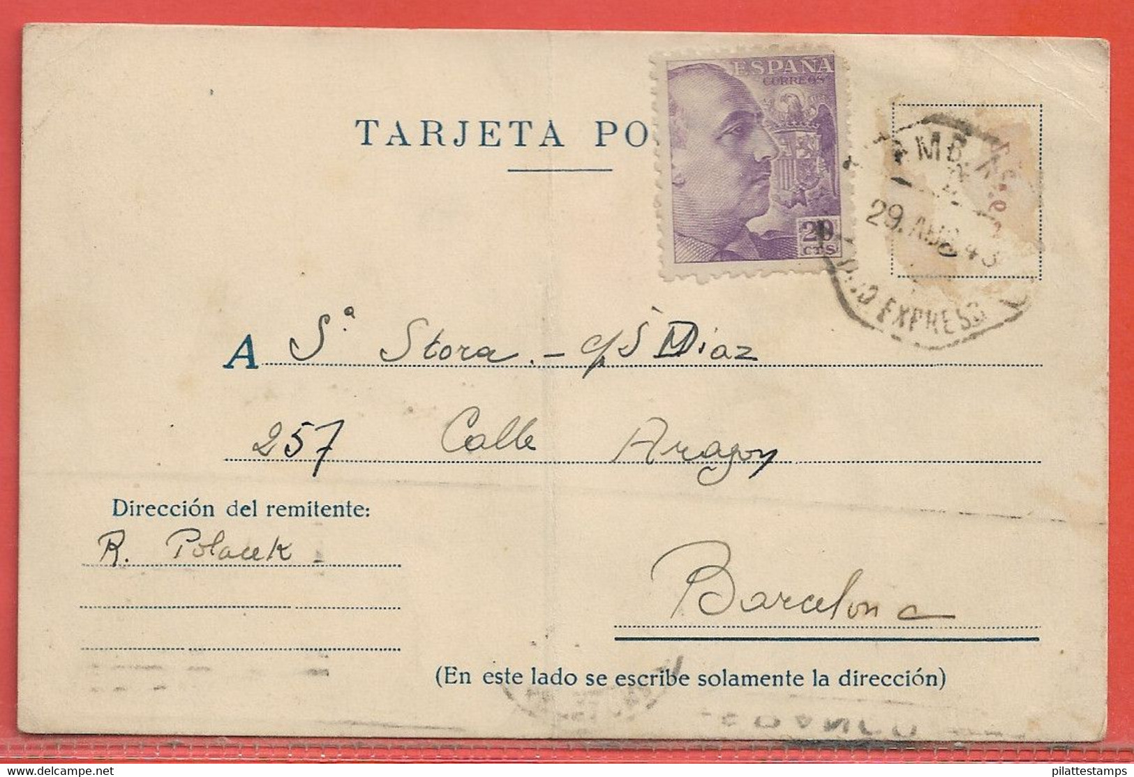 ESPAGNE CARTE DE 1943 DE MADRID POUR BARCELONE - Briefe U. Dokumente