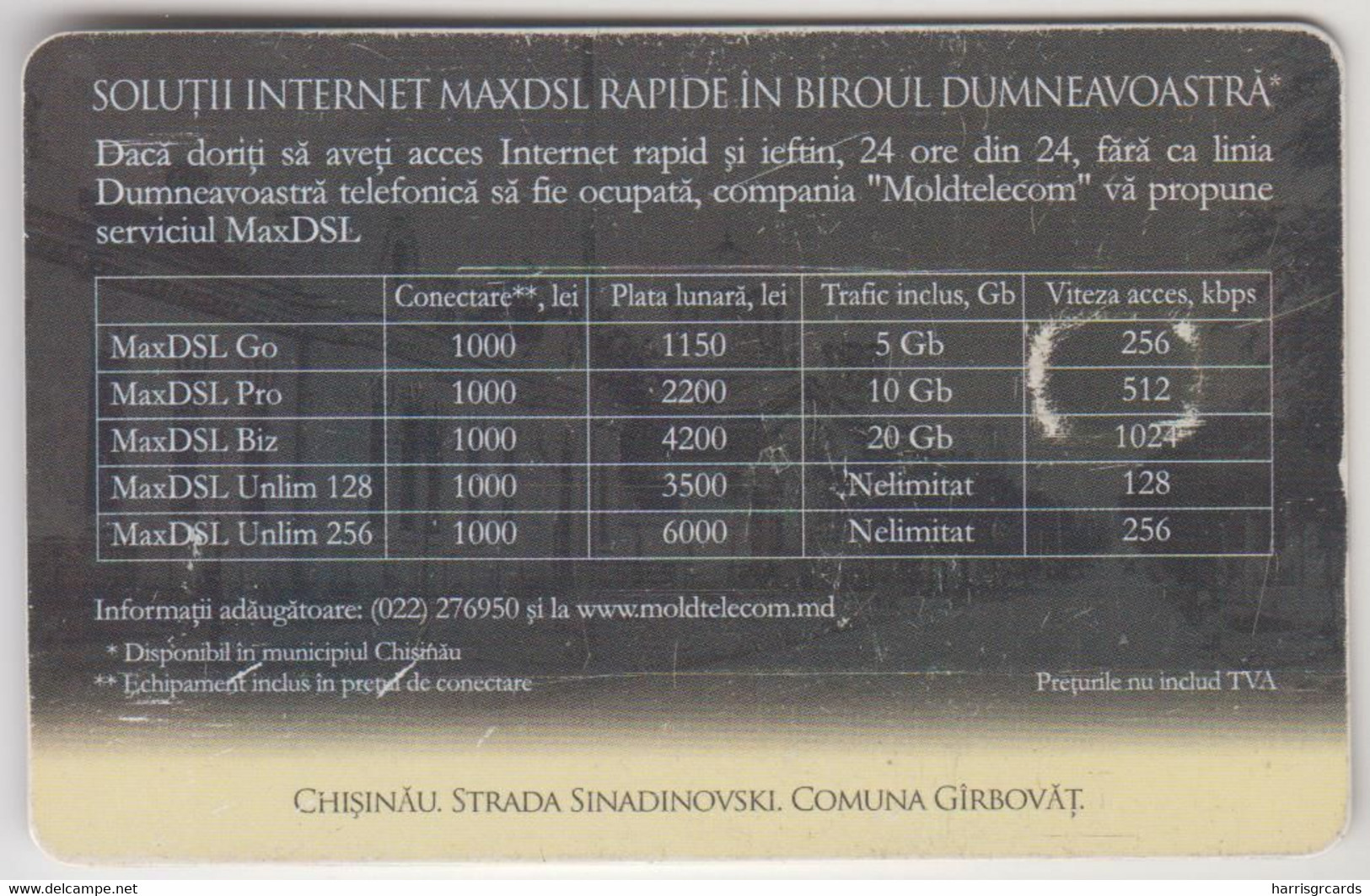 MOLDOVA - Strada Sinadinovski - Comunita Girbovat, Chip:CHT08, Moldtelecom 200 Units, 05/05, Tirage 10.000,used - Moldova
