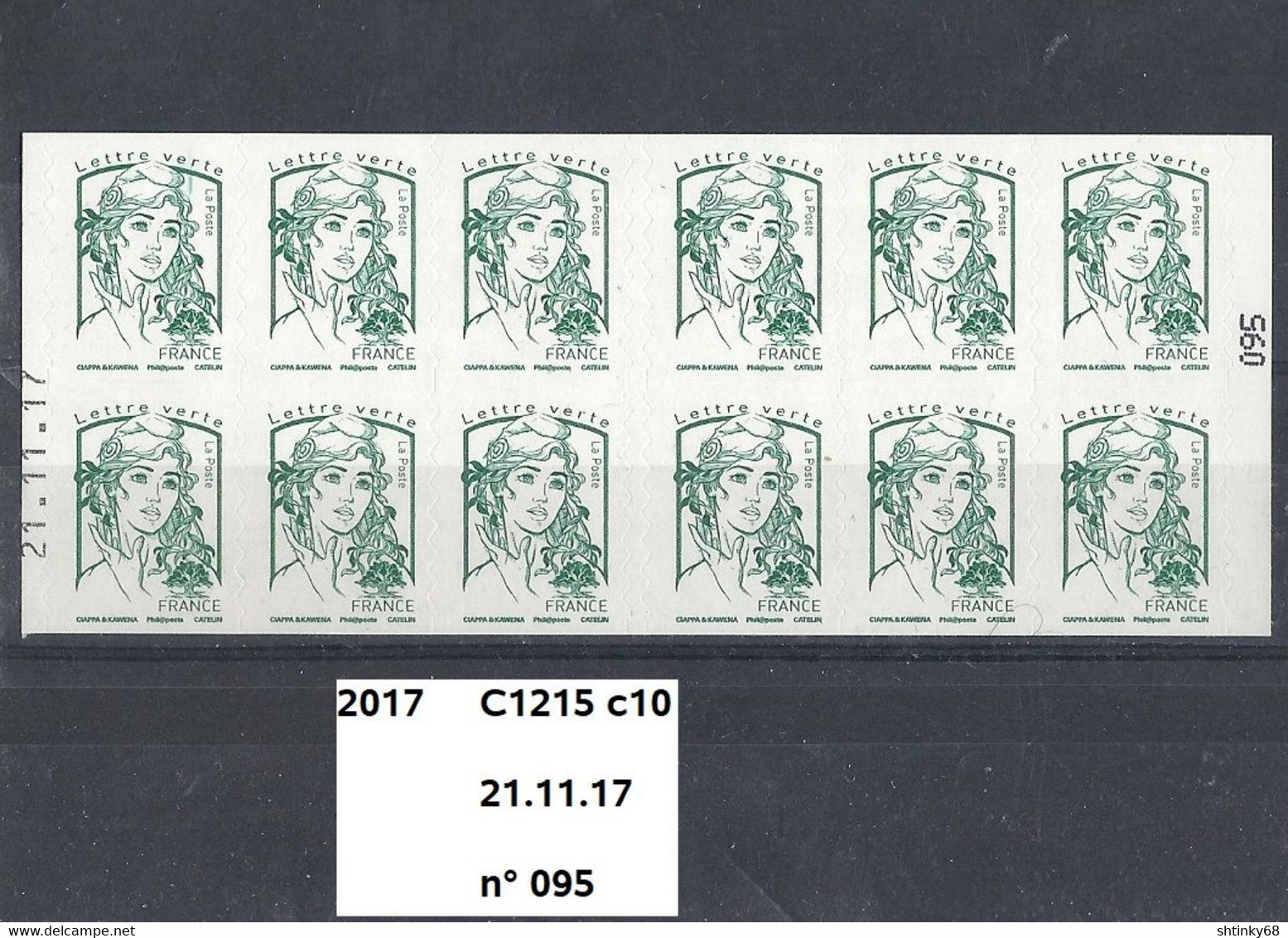 Variété Carnet Adhésifs De 2017 Neuf** Y&T N° C1215 C10 Daté 21.11.17 N° 095 - Carnets