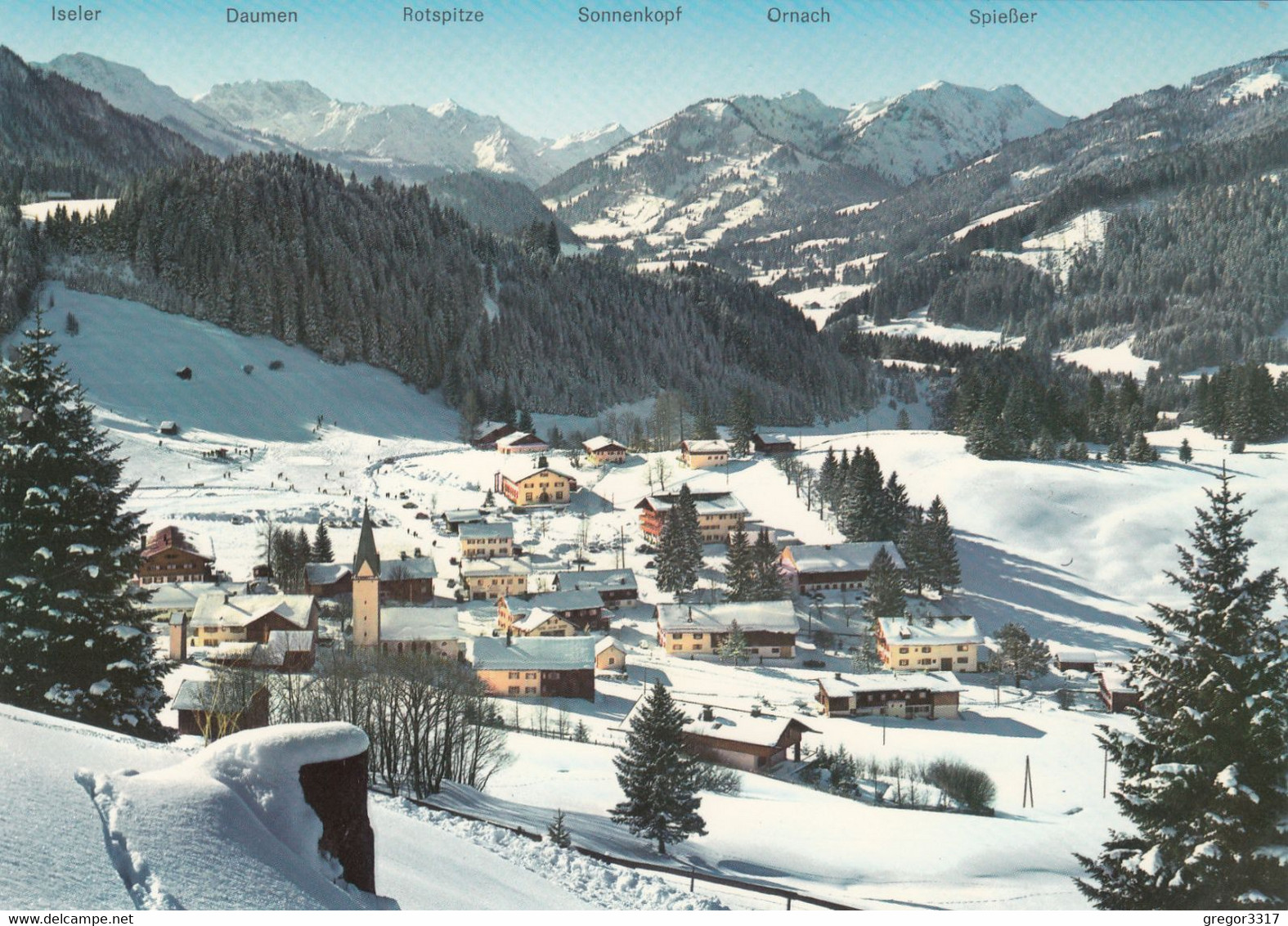 1337) Skiparadies JUNGHOLZ / Tirol - Verschneite Skipiste - KIRCHE Haus Details Wenige Häuser Rotsüpitze Daumen Iseler - Jungholz