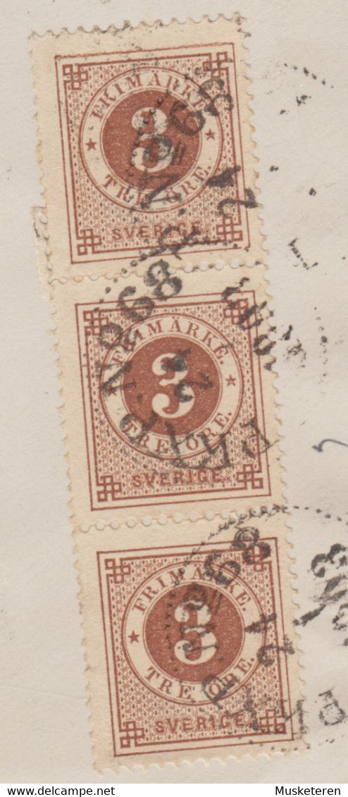 Sweden Uprated Postal Stationery Ganzsache Bahnpost PKXP. No. 68 1893 FRESNO United States ERROR Variety 'Open Ornament' - Plaatfouten En Curiosa