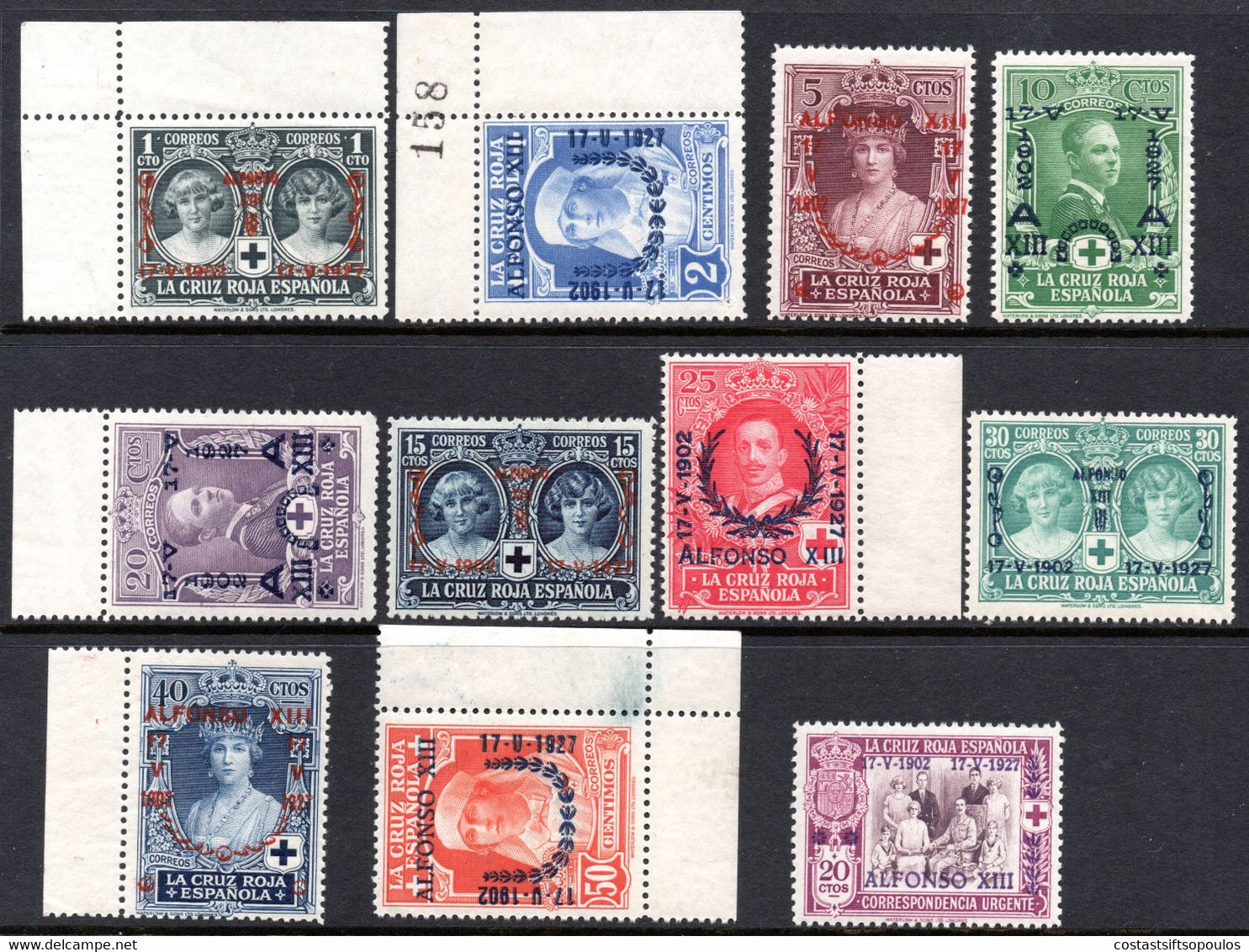 107.SPAIN.1927 CORONATION.Y.T.300-309,328.SC.B19-B28,B54.SHORT SET,MNH. - Other & Unclassified