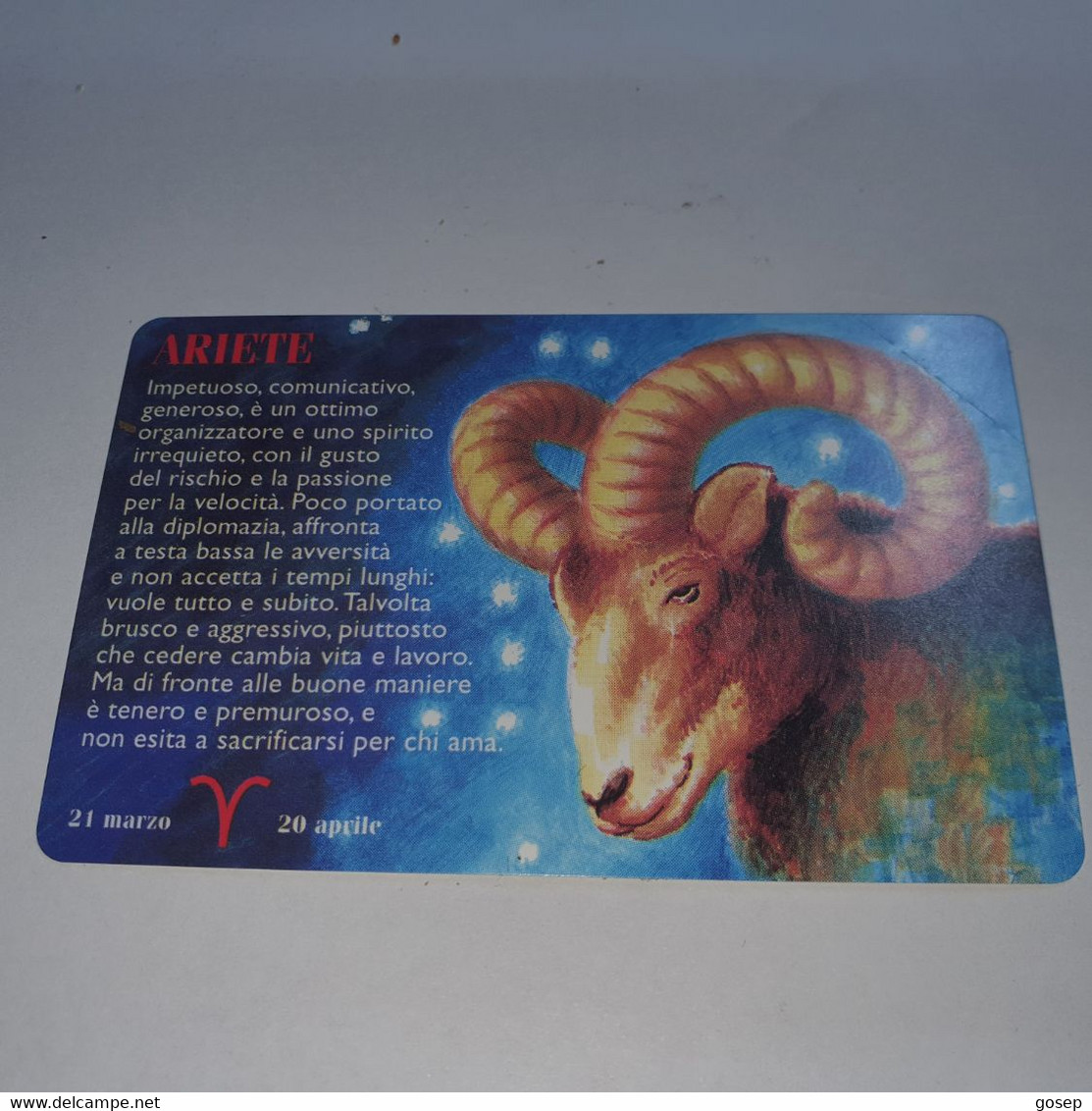 San Marino-(RSM-021)-zodiaco-ARIETE-(23)-(dummy-not Number-out Side)-mint Card+1card Prepiad Free - San Marino